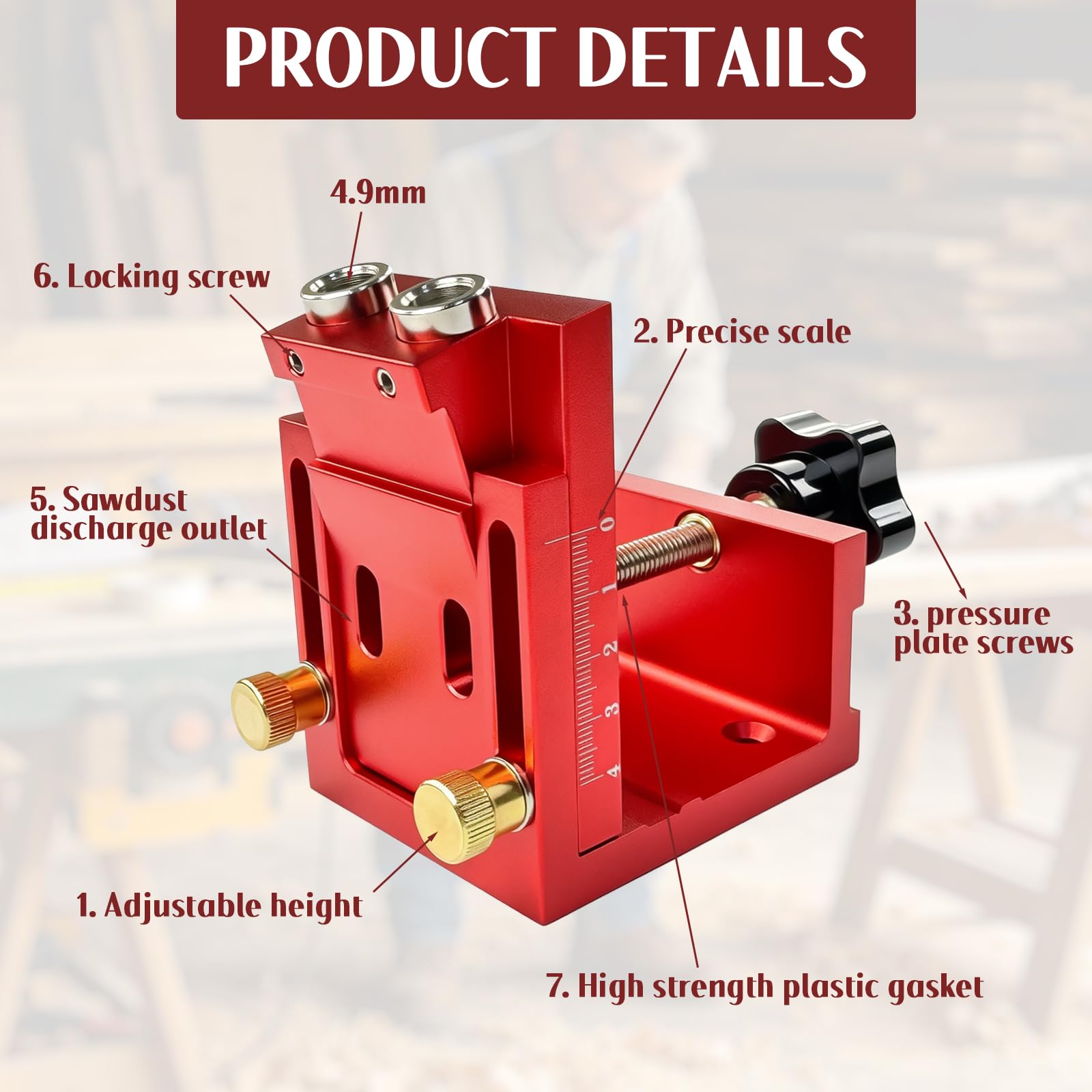Ajustable Guia Taladro, Juego de Plantillas para Agujeros de Bolsillo Pocket Hole Jig con con 2 Taladros para Carpintería y Fabricación de Muebles