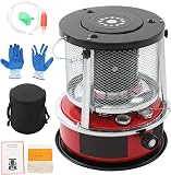 Riscaldatore a petrolio 8000 BTU, riscaldatore portatile per esterni, campeggio, garage, pesca e giardino, durata fino a 18 ore, regolabile in altezza, senza corrente (serbatoio da 5,2 l, rosso) - 1