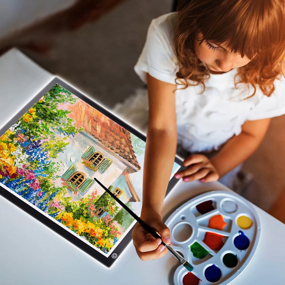 Tablet luminoso A3 con dimmer di intensità tattile a 3 livelli di luminosità LED, tavolo luminoso disegno con cavo USB per tatuaggio, traccia, disegno, schizzo (A3 con scala)