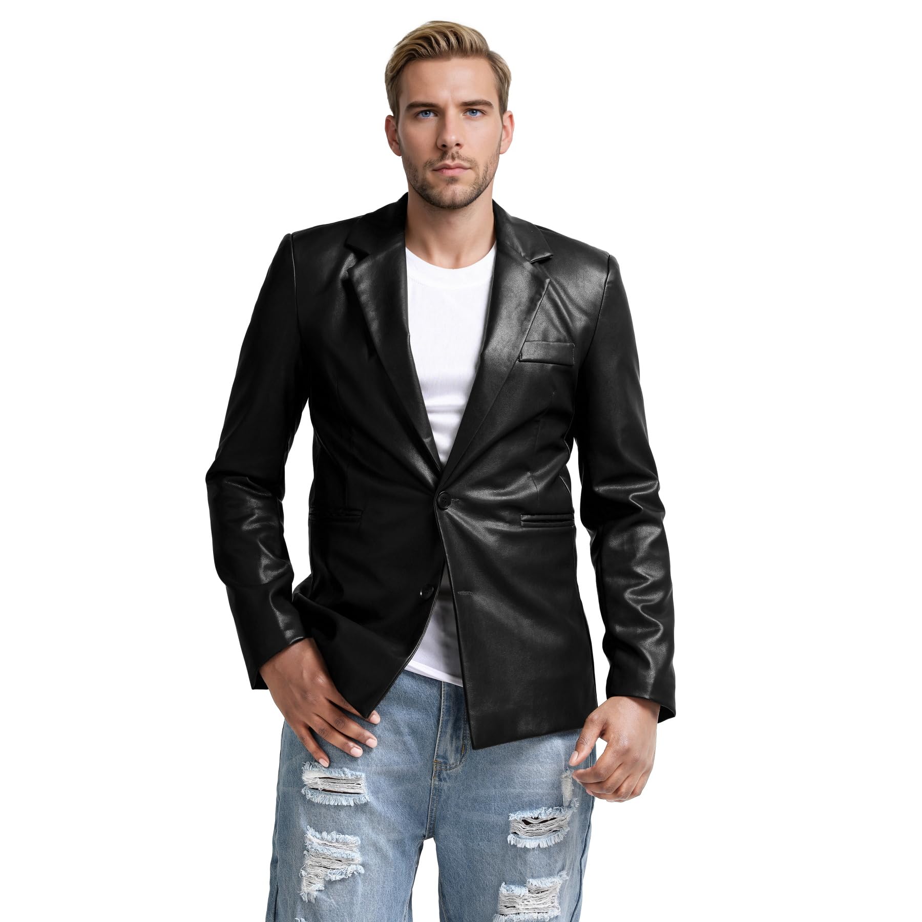 YFFUSHI Chaqueta Hombre de Piel Sintética Americana Soft Vintage Slim Fit Casual