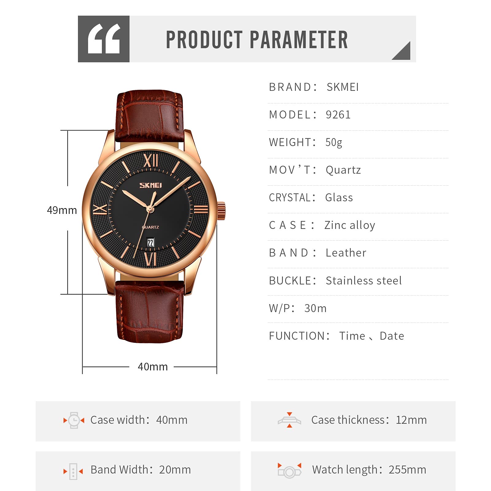 Skmei Orologio al quarzo da uomo Orologi casual alla moda