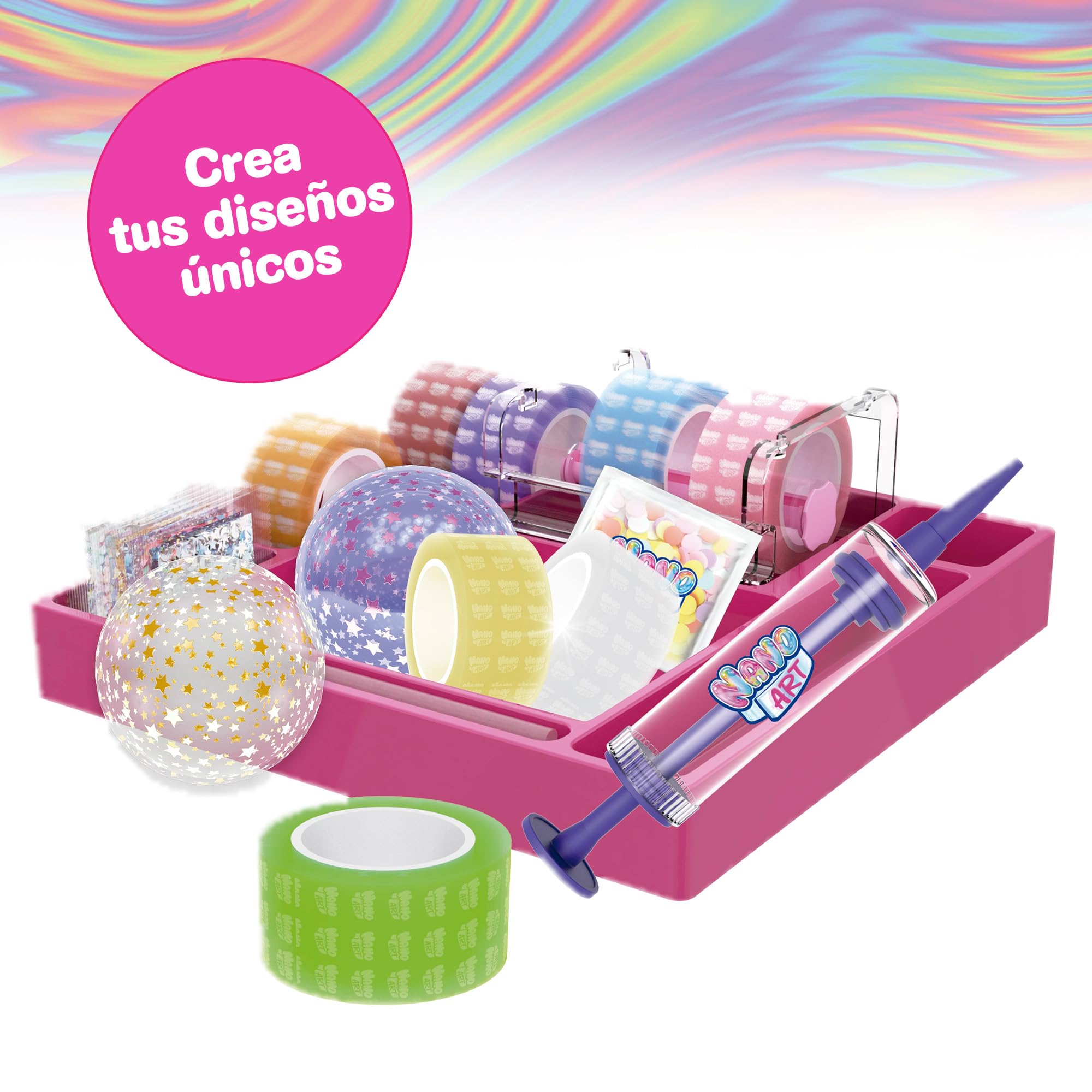 Bizak Nano Art Estudio De Diseño, Pack Deluxe, Kit de Cintas de Doble Cara Multicolor para Hacer Manualidades, para Hacer Burbujas con Brillos, (64524876)