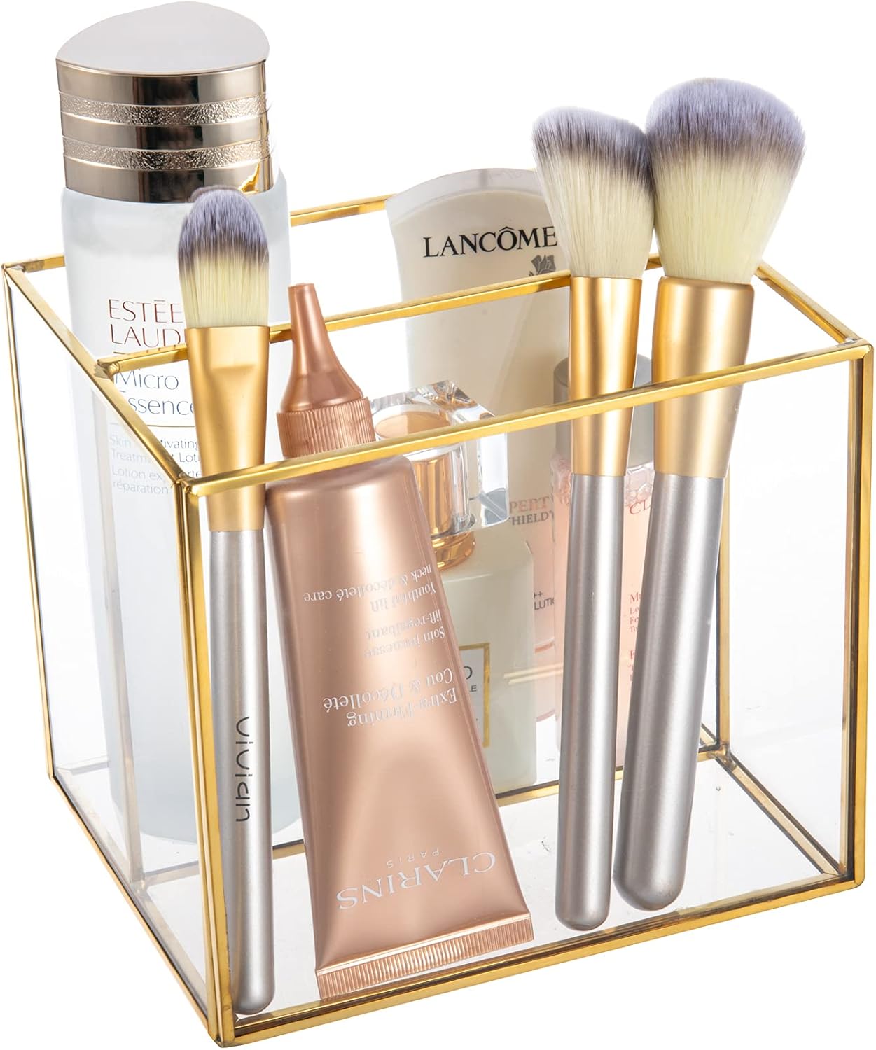 Feyarl Gold Glass Makeup Brush Holder Organizer Two