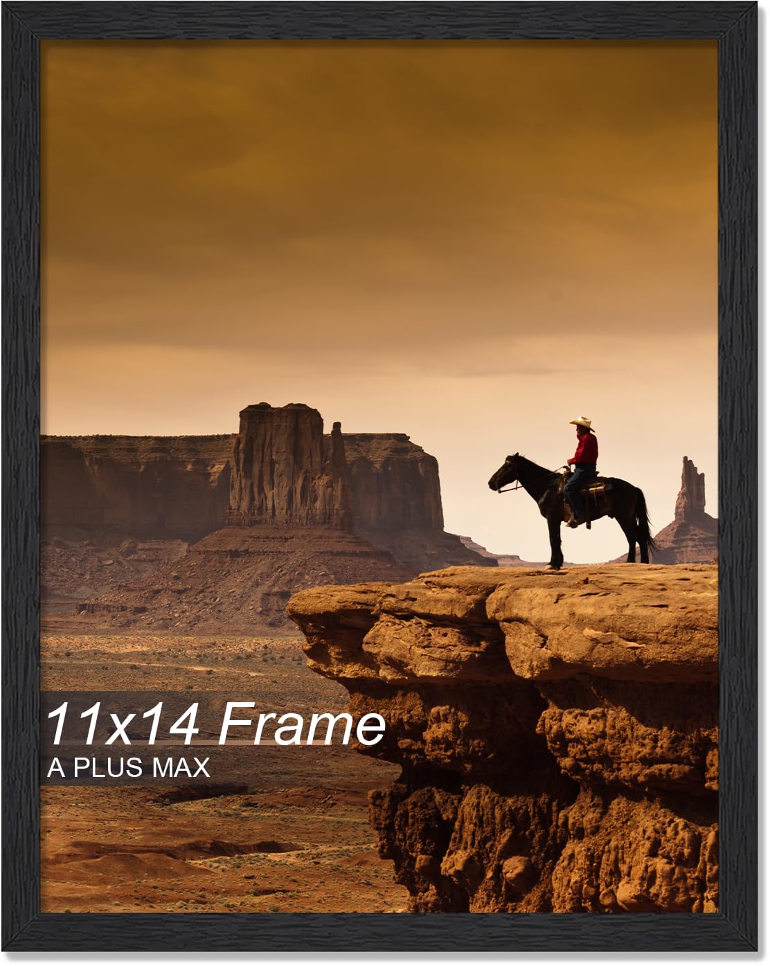 Photo 1 of A PLUS MAX 11x14 Picture Frame, Black Engineered Wood Frame for 11 x 14 Inch Picture Poster Photo, Light Weight 11 by 14 Frame with Wood-grain for Wall - 1 Pack/Black/11 x14