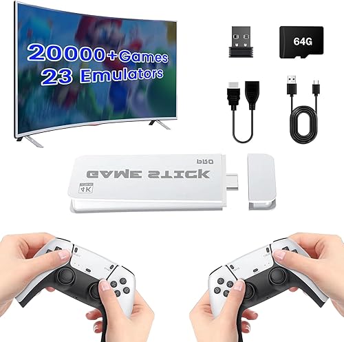 Consola de juegos retro inalámbrica 2025 mejorada 4K Game Stick con 23 emuladores incorporados, más de 20,000 juegos y controladores inalámbricos
