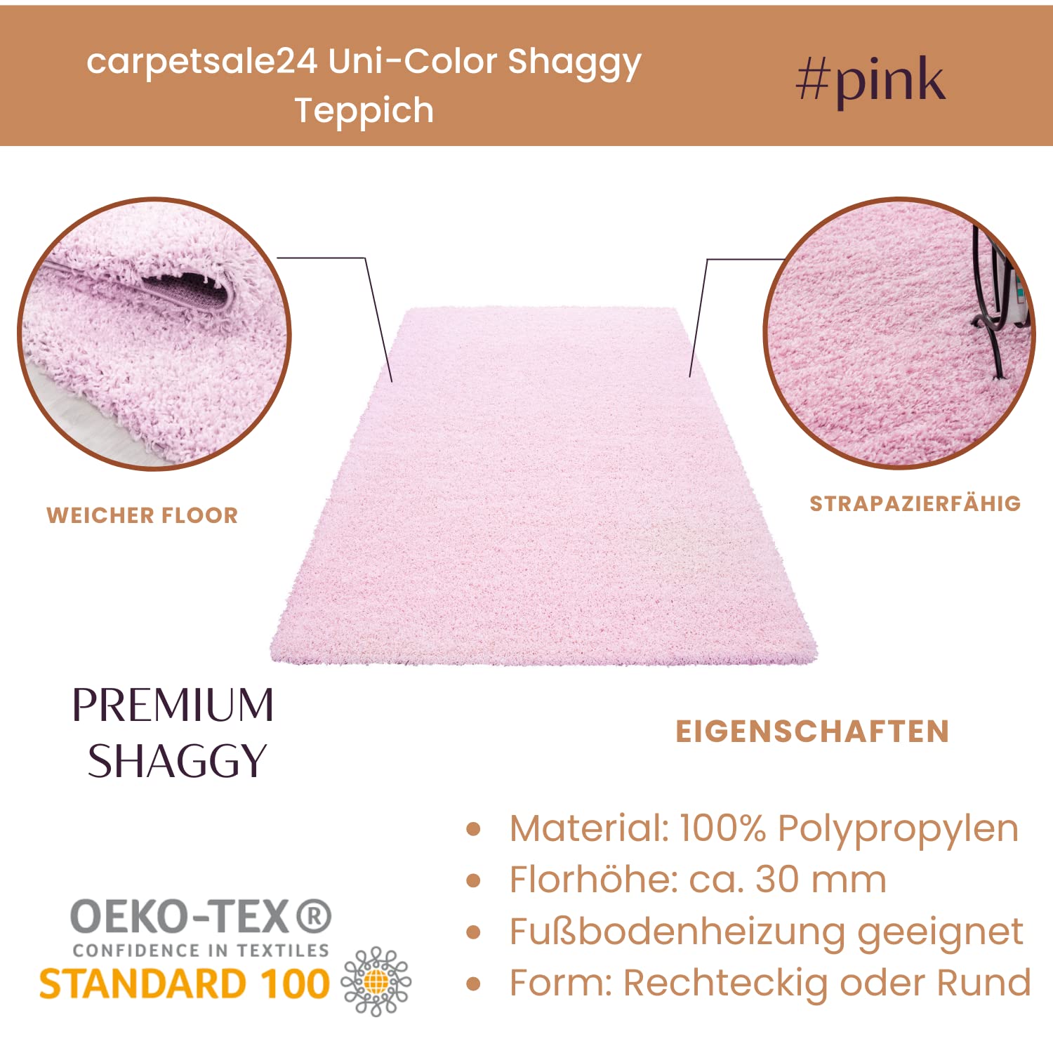 Tapis Rond Rouge 160 Cm – Poils Ras, Doux, Antidérapant, Pour Salon/chambre - 11