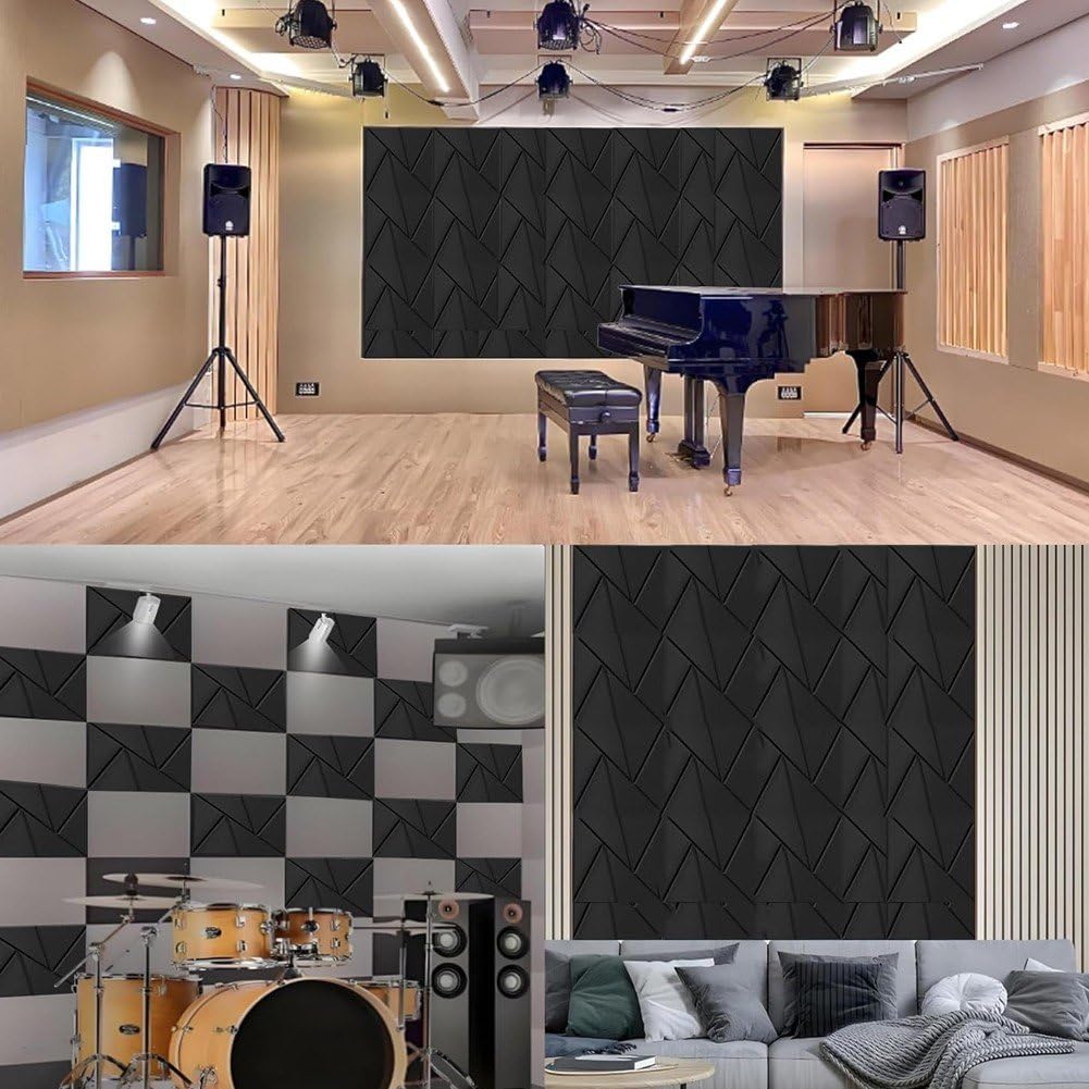 8 Pannelli Acustici Parete Ad Alta Densità, Autoadesivi, in Schiuma Fonoassorbente, per Casa, Ufficio, Camera Letto, Sala Giochi,