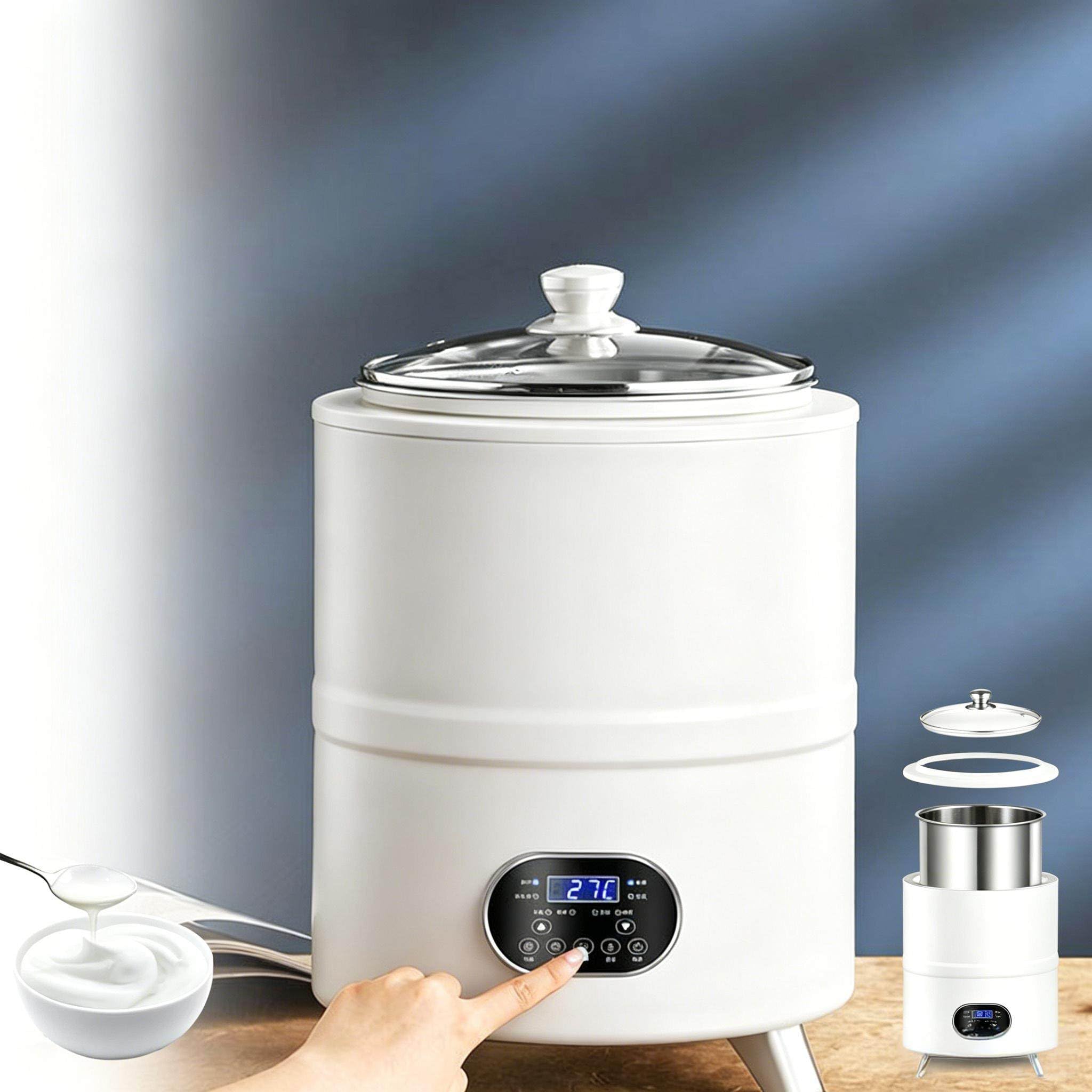 Commercial Yogurt Maker, Adopts 360° Constant Temperature Fermentation, Fits 8L/12L Specification, With Detachable Stainless Steel Liner, Makes Greek Yogurt, Black Garlic Fruit Vinegar White-12L