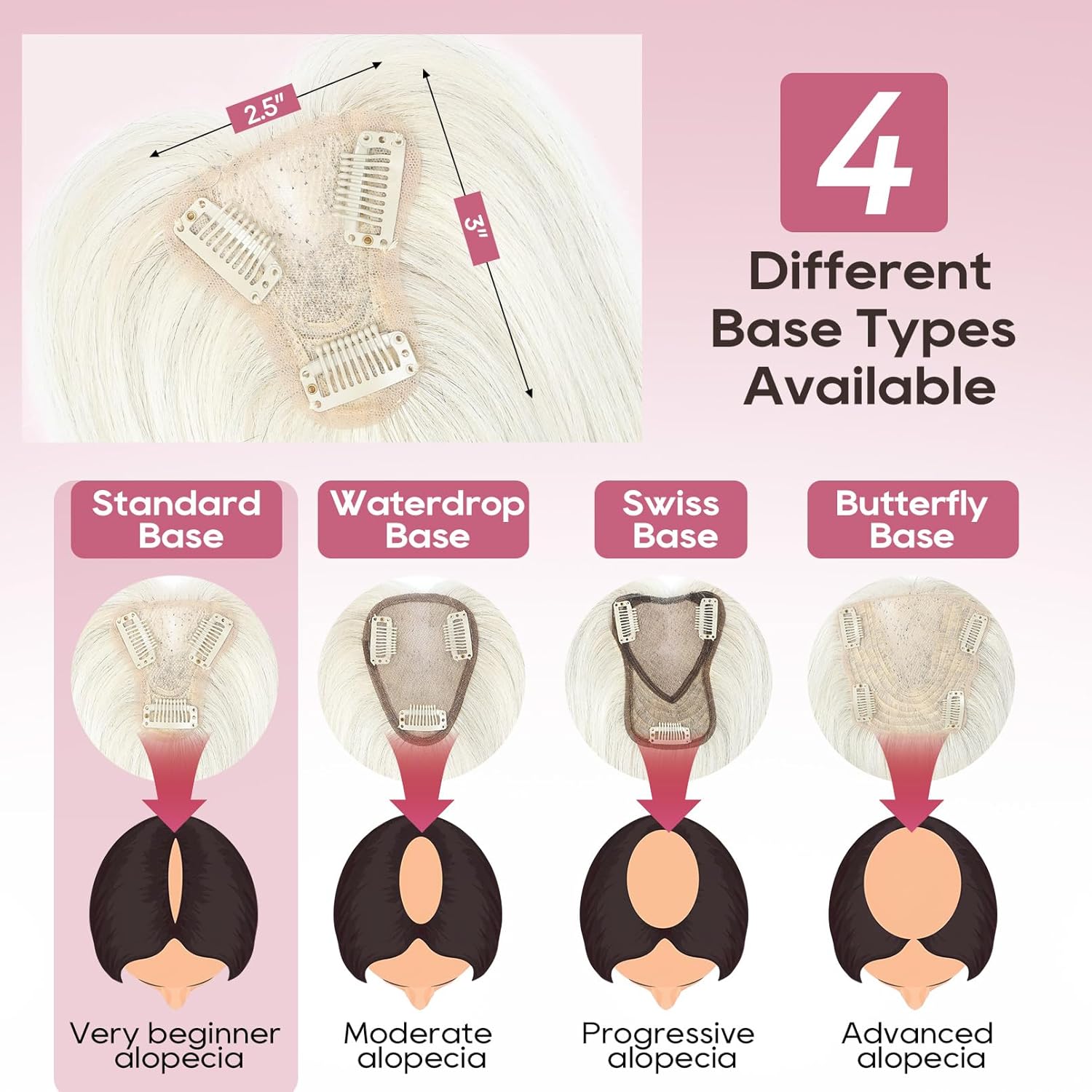 REECHO 10" Real Human Hair Topper for Women with Thinning Hair, Clip-in Crown Hairpiece for Instant Volume and Gray Root Coverage Real Hair Toppers Wiglett, Standard Base, Light Blonde - Image 3