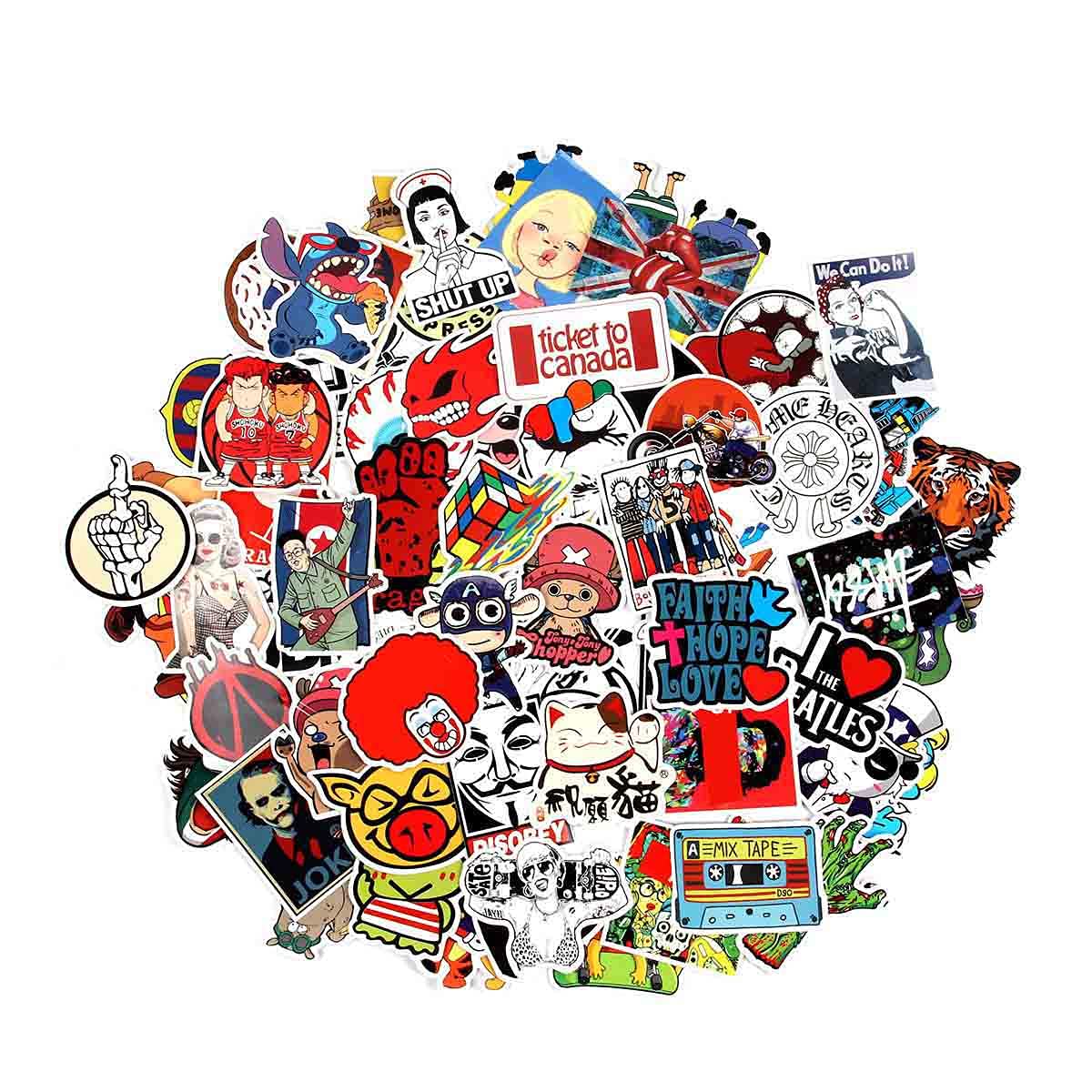 9 Series Stickers 100 pcs/Pack Stickers Variety Vinyl Car Sticker Motorcycle Bicycle Luggage Decal Graffiti Patches Skateboard Stickers for Laptop Stickers for Kid and Adult (D)