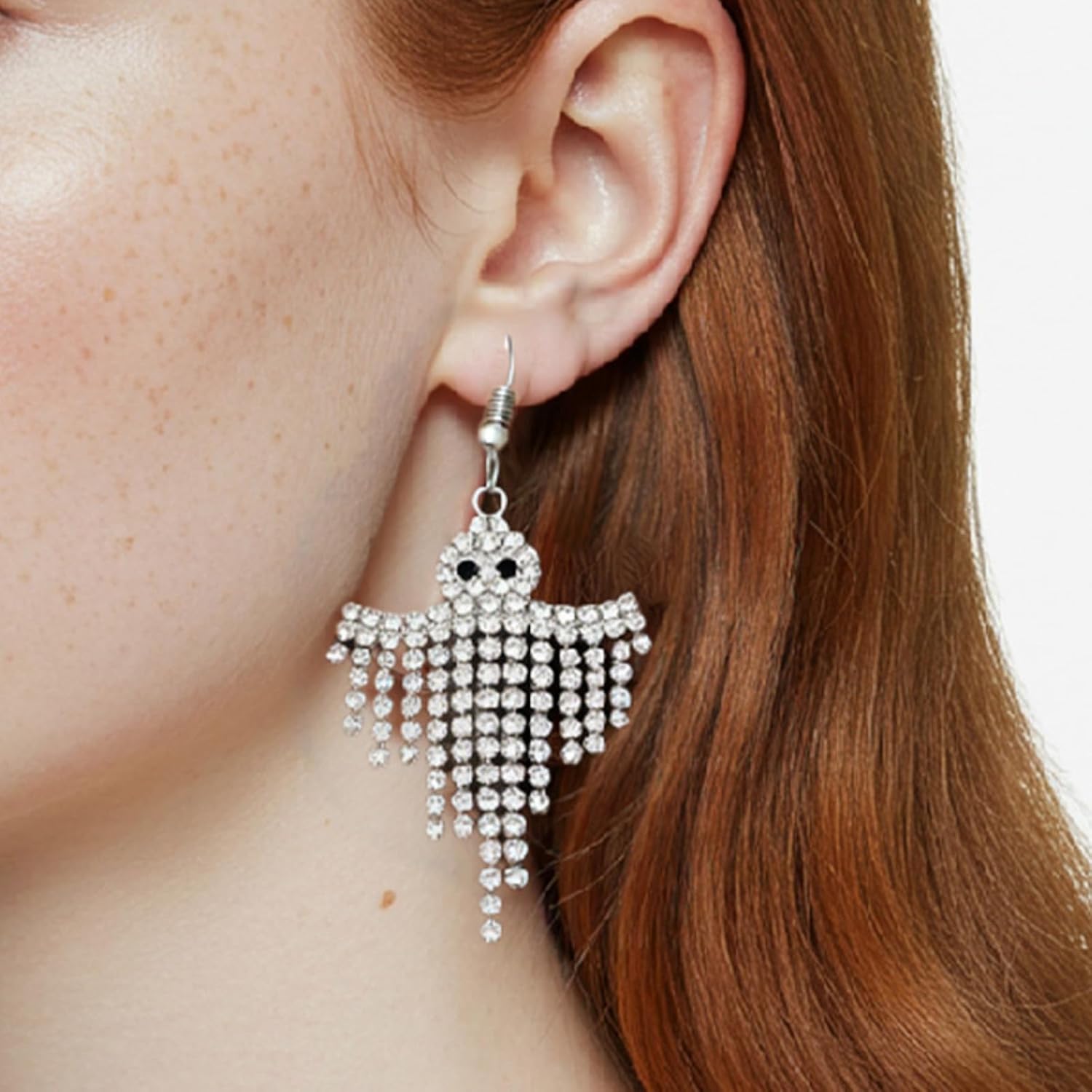Rhinestone Ghost Earrings for Women Halloween Ghost Earrings Cute Ghosts Tassel Earring Dangle Halloween Costumes Woman 2025 - Image 2