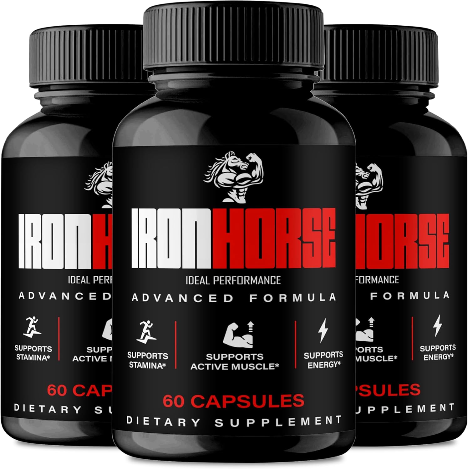 Iron Horse Supplement Pills, Official IronHorse Capsules – Maximum Strength, All Natural Formula for Energy, Stamina and Performance, Premium Iron Horse Health Support Reviews (3 Pack)