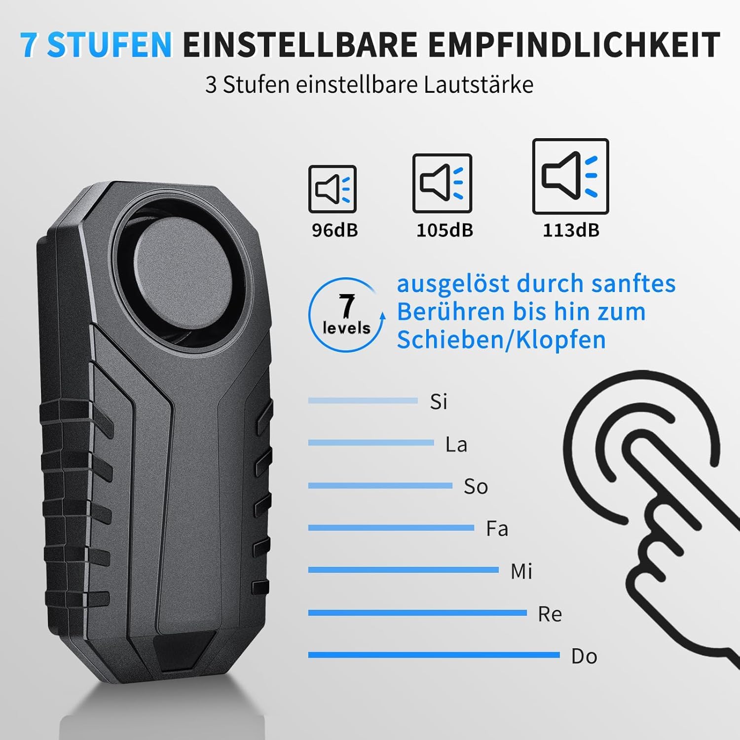 ZEXMTE Allarme antifurto per bicicletta, 113 dB, senza fili, con telecomando, sensore di movimento a vibrazione, impermeabile, per moto, scooter, bicicletta, porta, confezione da 2