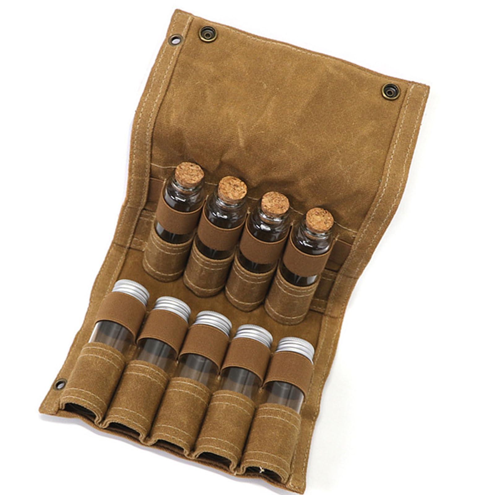 Beimus Khaki With Bottle Portable Camping Jars Bag Multifunctional Storage Jar Bag For Camping And Picnics Includes 9