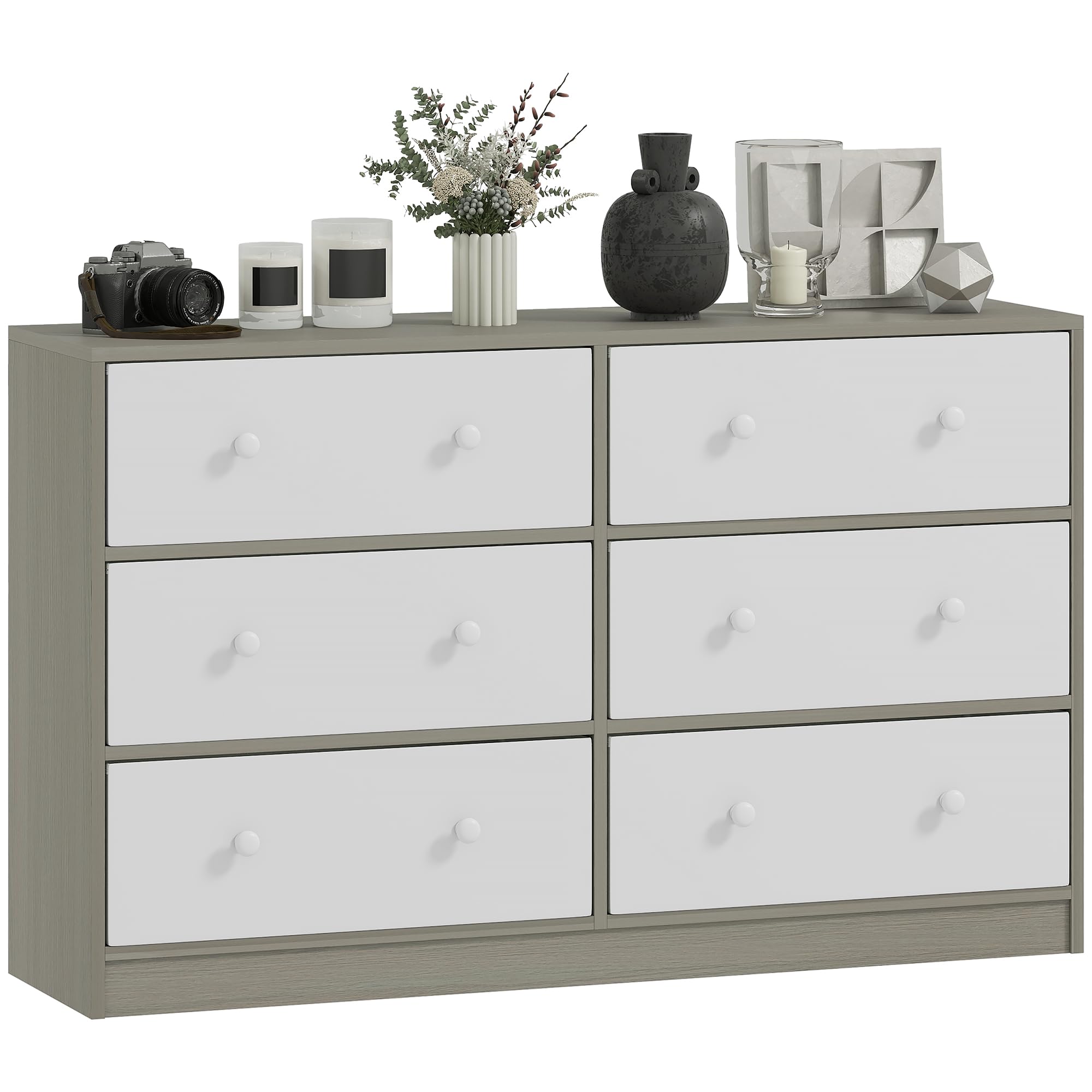Homcom Unisex White Chest Of Drawers, Drawer Dresser For Bedroom In