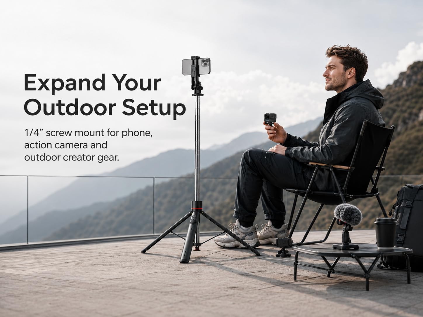 TT02 - Trípode extensible para selfie de 70 pulgadas con control remoto magnético, soporte de viaje alto para iPhone Android, trípode portátil para cámara, vlog, grabación de video
