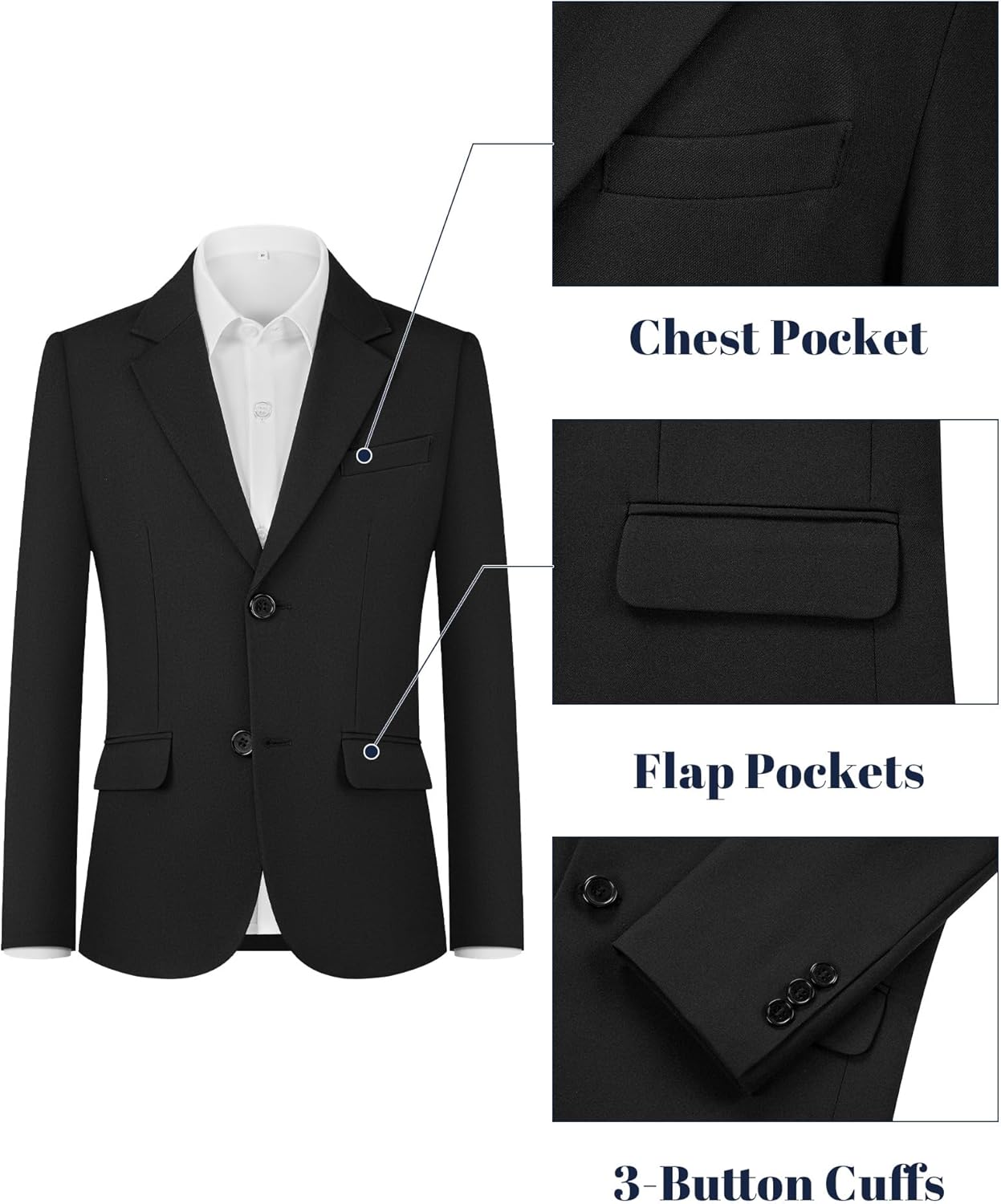 WULFUL Boys' Slim Fit Suit 3 Pieces:Jacket, Pants, Shirt,Summer Suit Set for Teens Boys Wedding Beach