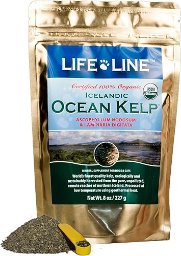 Life Line Pet Nutrition Suplemento orgánico de algas marinas para piel y pelaje, digestión en perros y gatos, 8 onzas (20200)