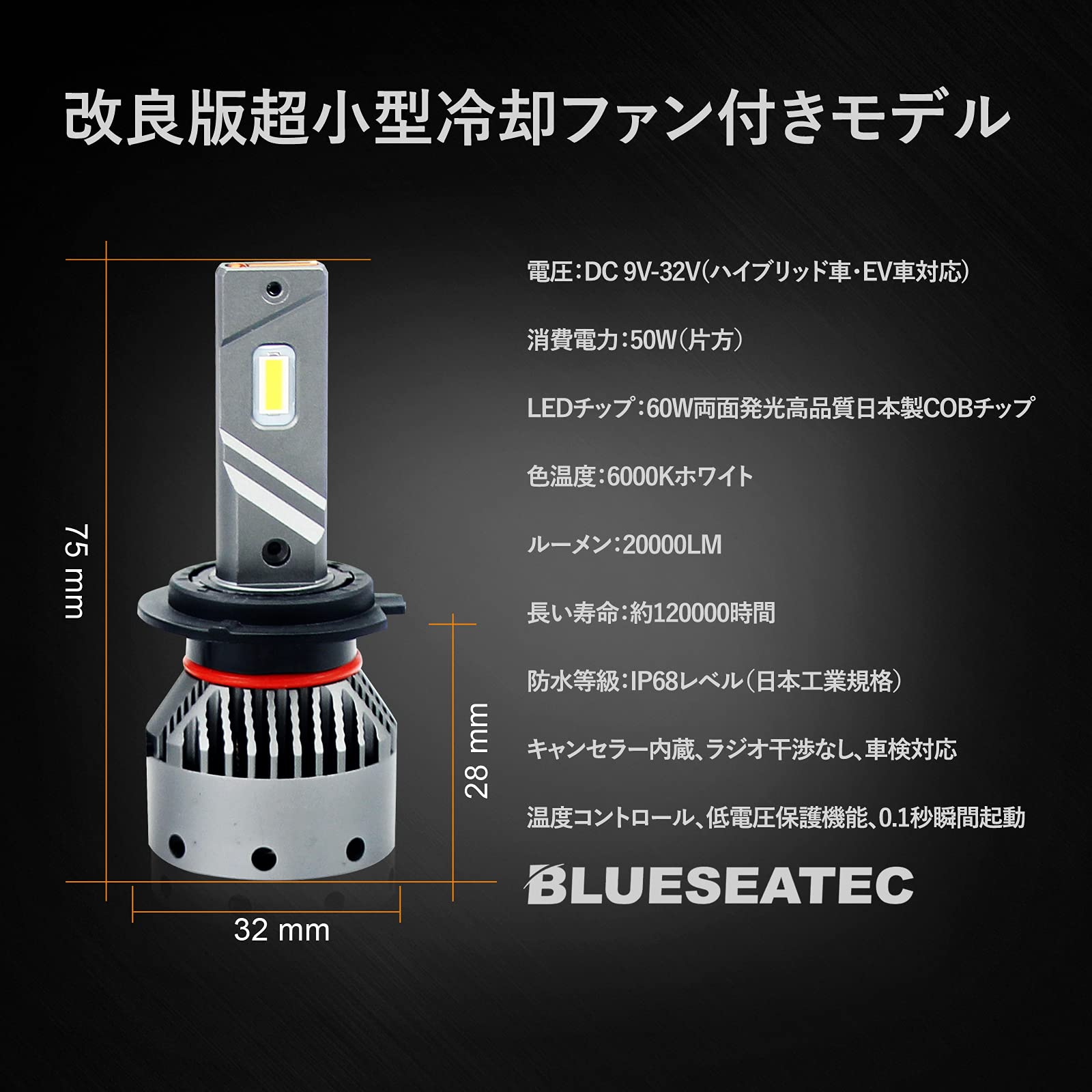 Amazon | BLUESEATEC H7 LED ヘッドライト バイク 爆光 車検対応