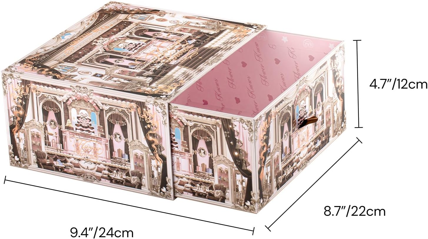 Flower Knows The Sweetie Bear Gift Wrapping Box-Empty,Large Blue Drawer Style(9.57"x8.74"x4.8"),Thick Reusable Storage for Jewelry,Cosmetics & Gifts,Sea-Themed Collectible for Women & Girls