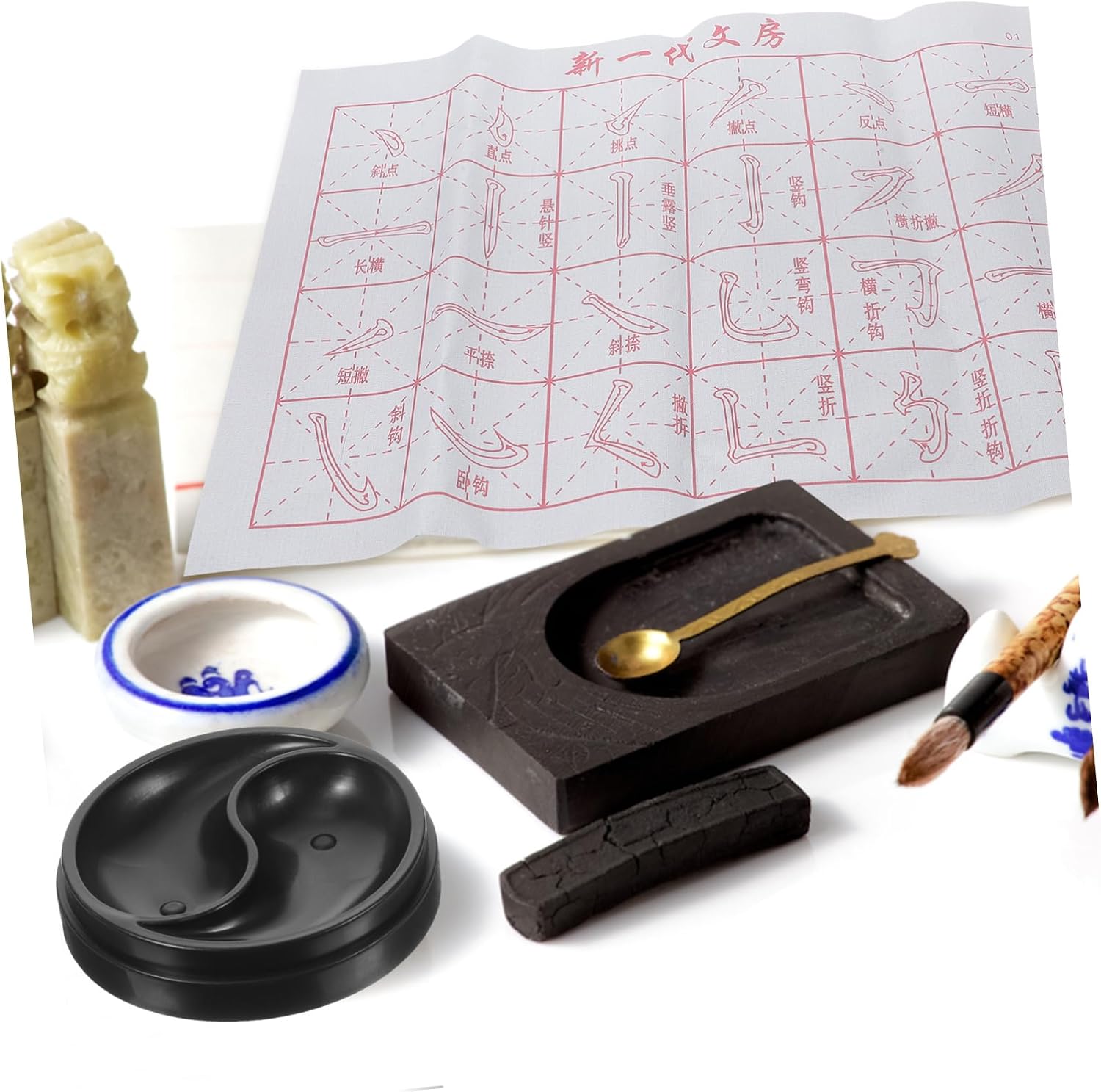 KONTONTY Calligraphy Kit for Beginners Reusable Writing Cloth Lightweight Design Suitable for Kanji Brush Calligraphy Practice Tool Set