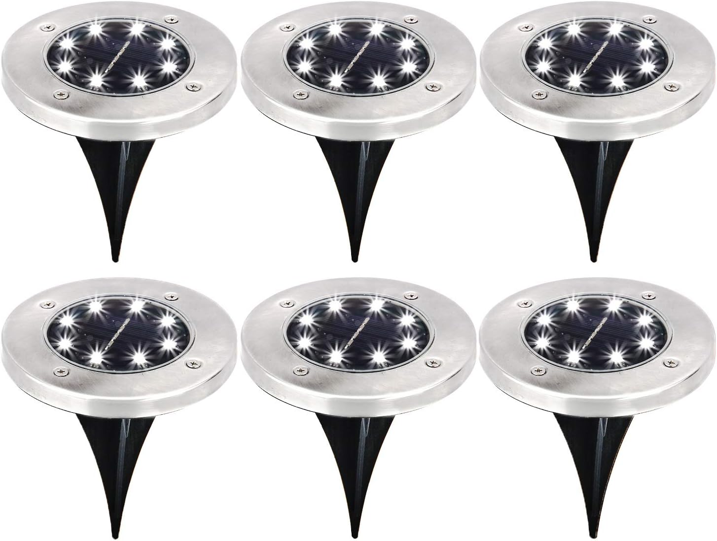 YULEER Solar Lights Outdoor, 8 LED Bulbs Garden Lights Solar Powered Waterproof Outdoor In-Ground Lights , Suitable for Garden, Yard, Lawn, Pathway, Steps, Driveway, Patio and More.(6 Pack)