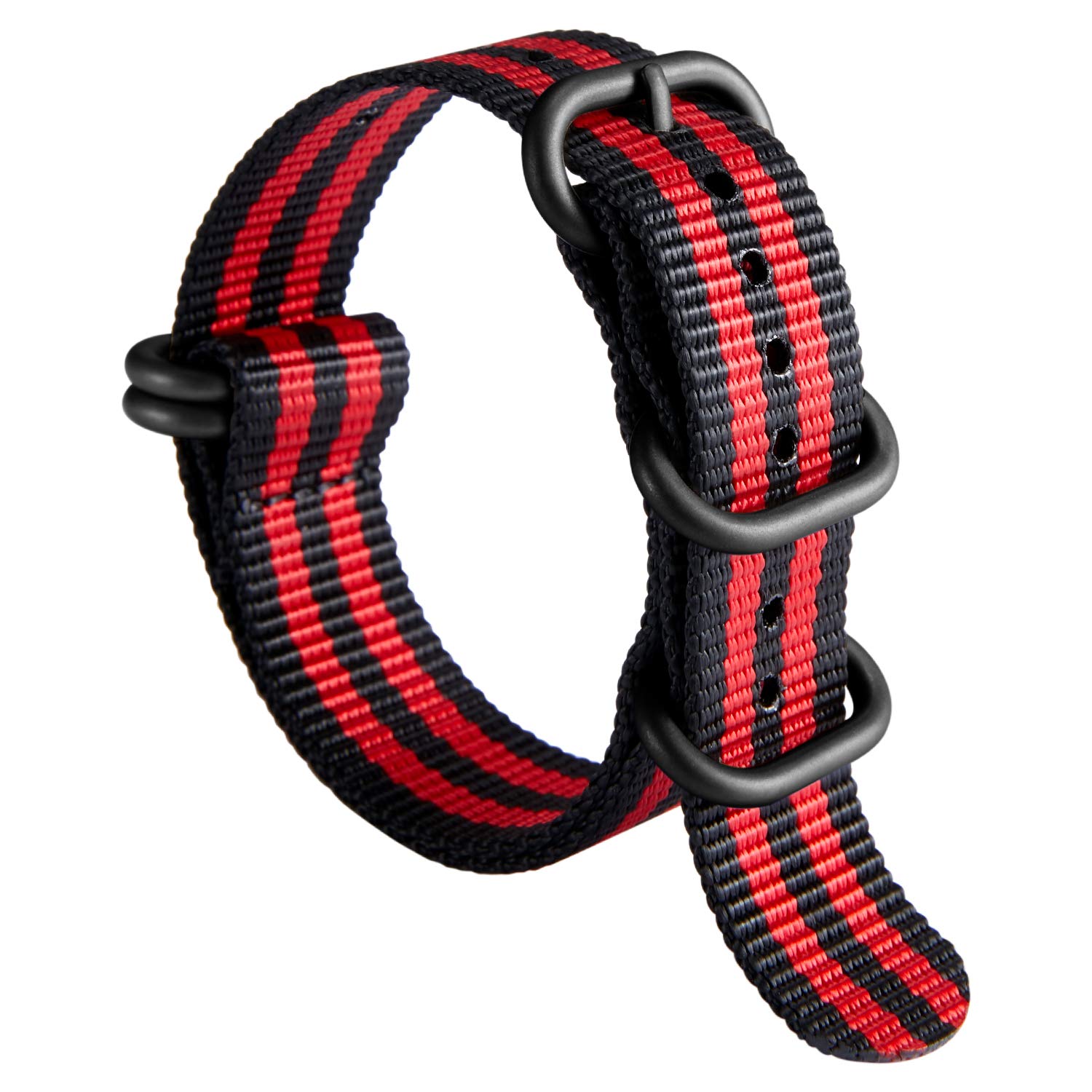 Nylon Watch Strap, Multicolor Watch Bands Replacement for Men Women 18mm 19mm 20mm 21mm 22mm 23mm 24mm G10 Premium Ballistic with Military Heavy Duty 5 Rings Silver/Black Stainless Steel Buckle — view 24