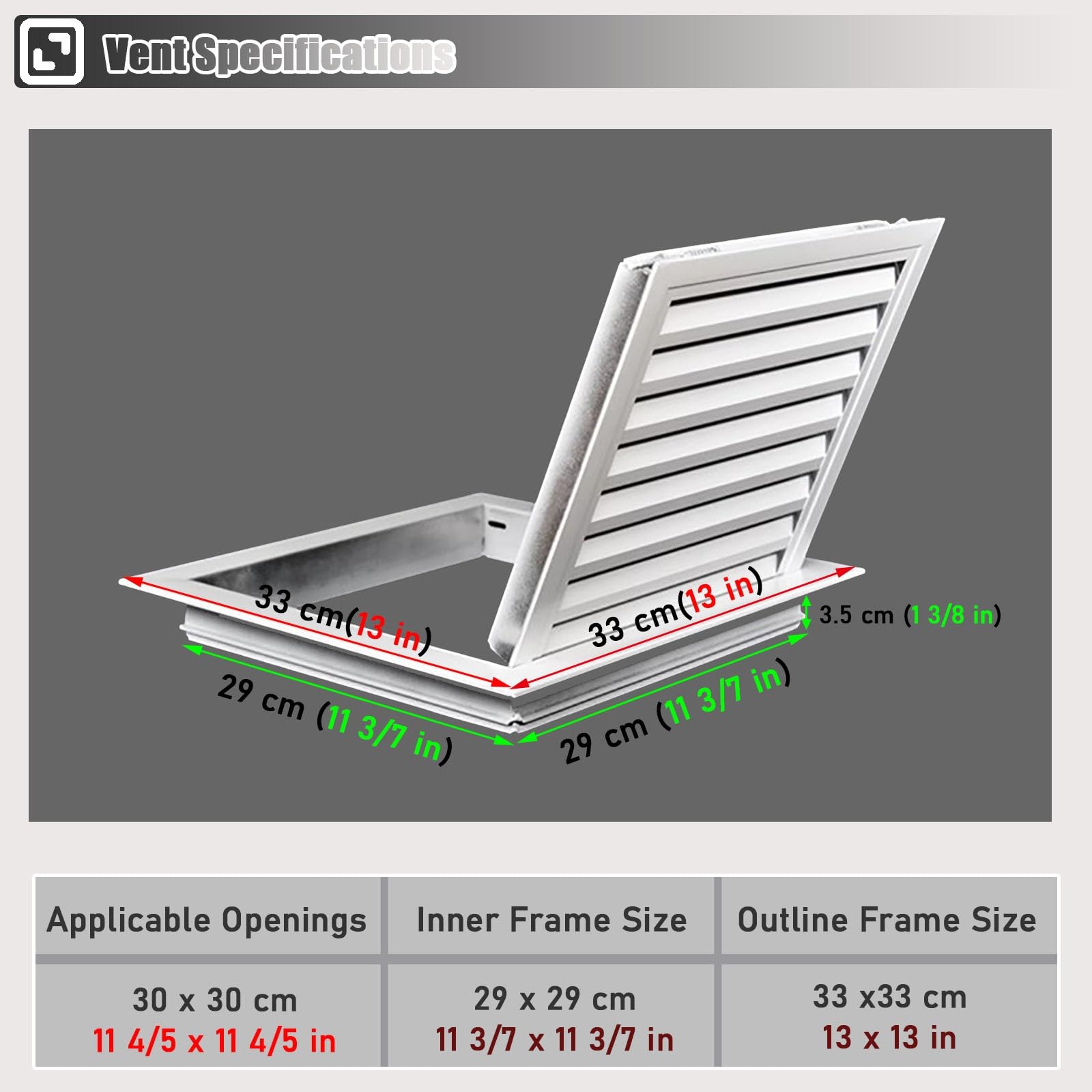 Griglia di Ventilazione Copertura di Ventilazione Quadrata con Rete per Soffitto/Parete di Casa, Pannello di Ventilazione con Griglia/Tappo di Ventilazione Rimovibile(12 x 12 in (30 x 30 cm))