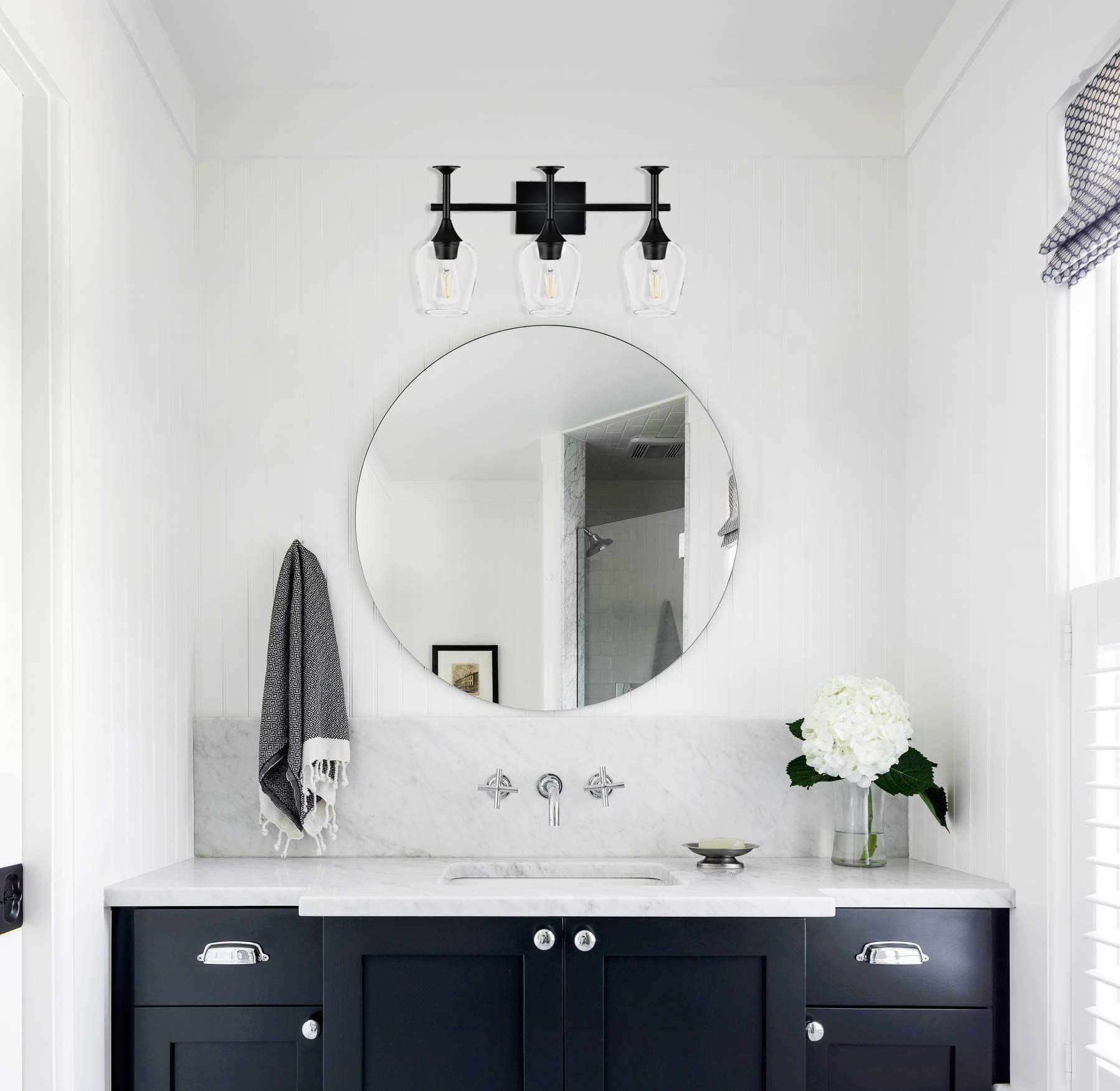 Onesto Lighting Paris Modern Black Bathroom Wall Light Fixtures