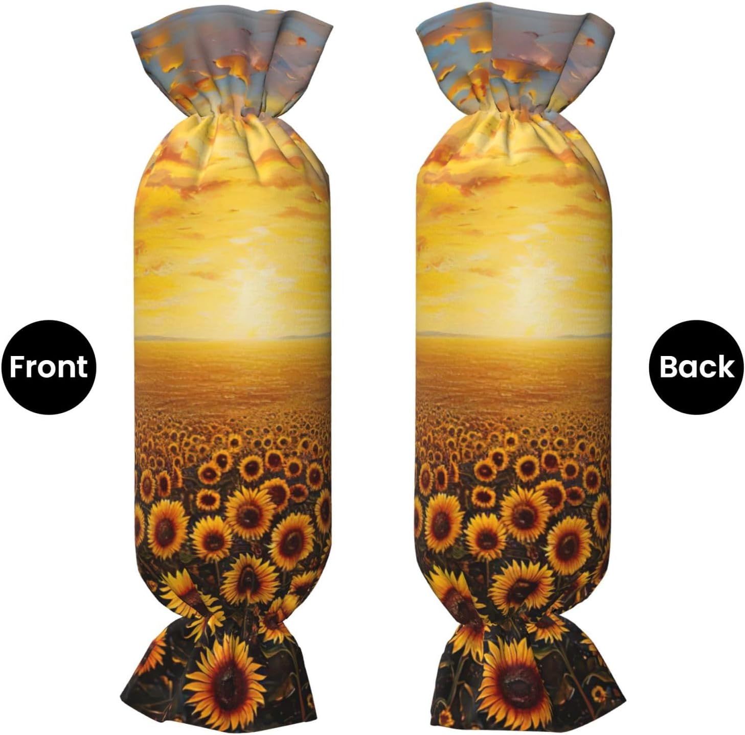 Sunflower Field Sunset Sea of Flowers Print Candy Cylindrical Comfortable Pillow Throw Pillows Home Decor Easy Maintenance