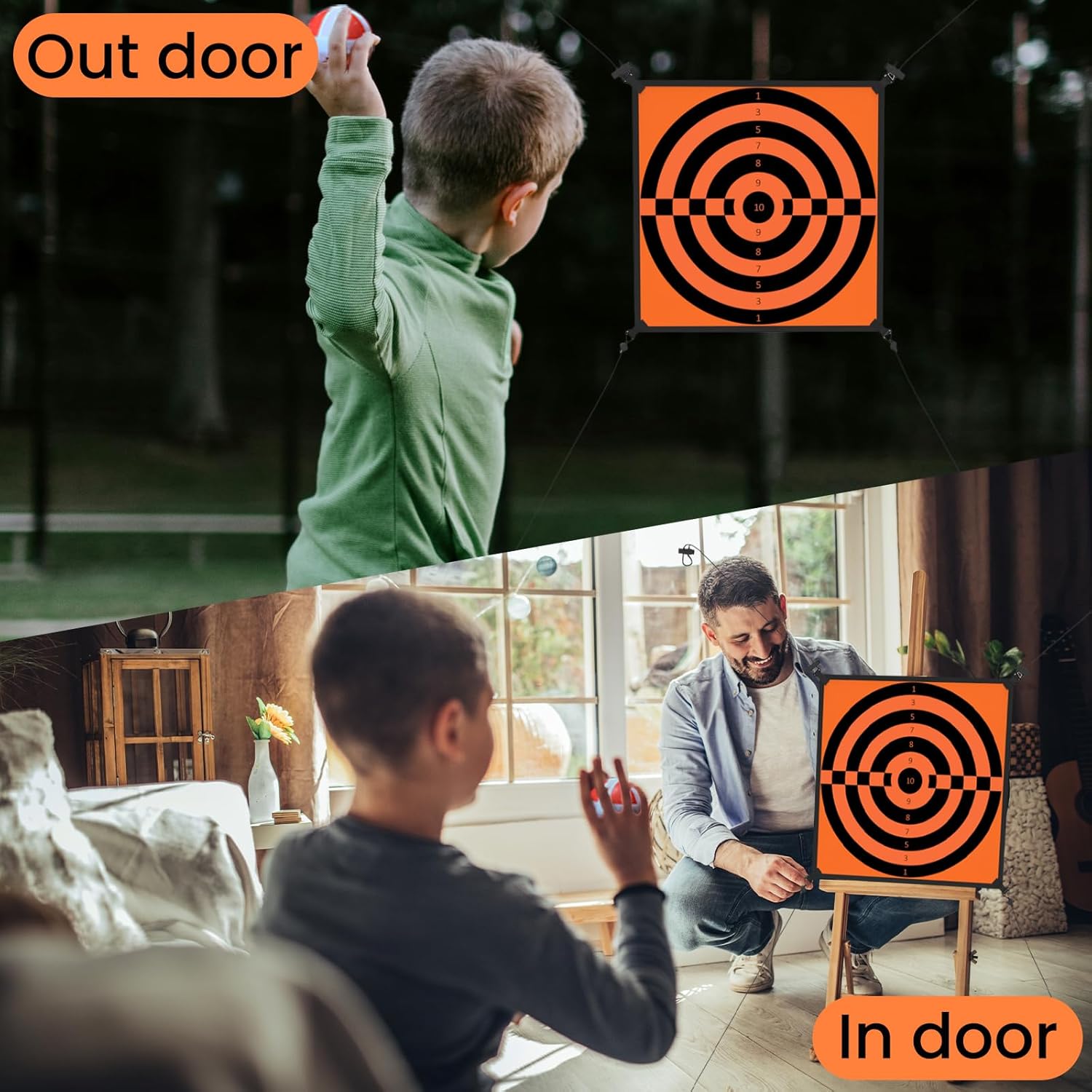 Jumpfly Dart Board for Kids Game Set, Toys Dartboards Trampolines Target Board Games Accessory with 10 Stick Balls - Indoor Outdoor Backyard Sport Fun Play Game for Kids image 2 of 7 B0CJ2HLMMS