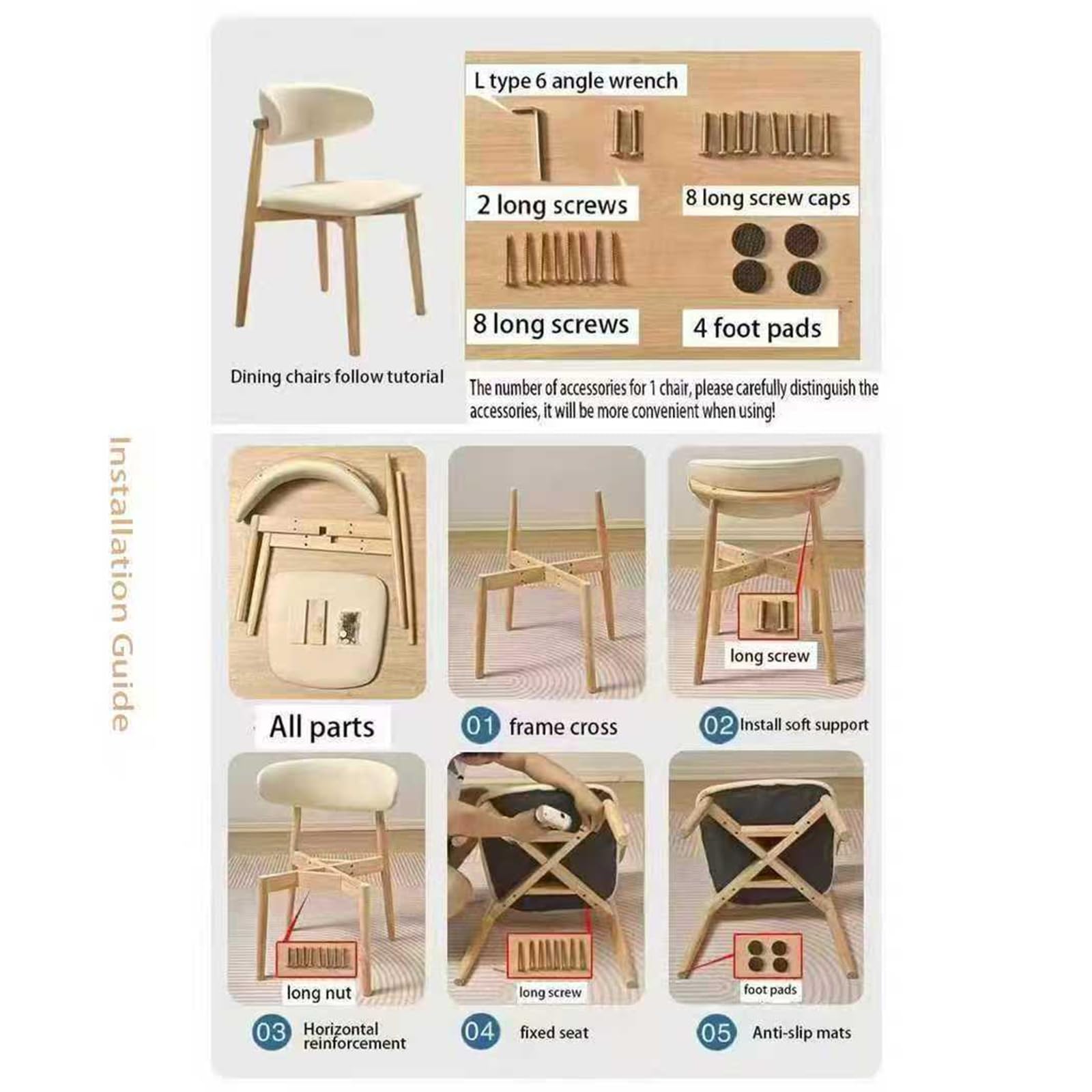 Sillas de Comedor de Madera Maciza, Modernas sillas ergonómicas, sillas de Tela para Salas de Estar, hoteles y restaurantes. 2 Pieces
