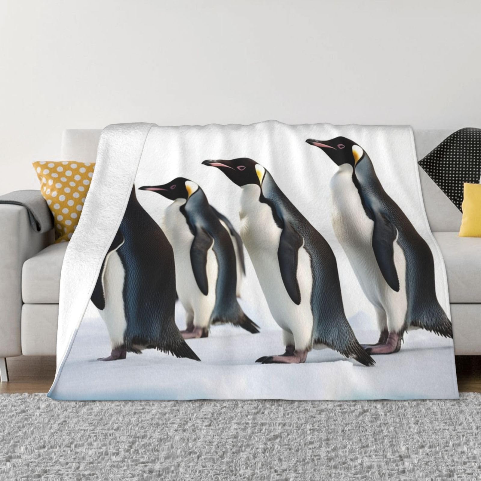 Plaid pingouin ultra doux pour cocooning et soirées cinéma au salon