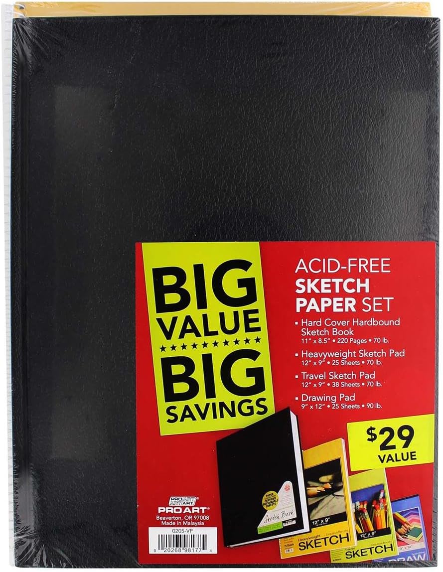 PRO ART Draw/Sketch/Hardbound Paper Value Pack, Multicolour