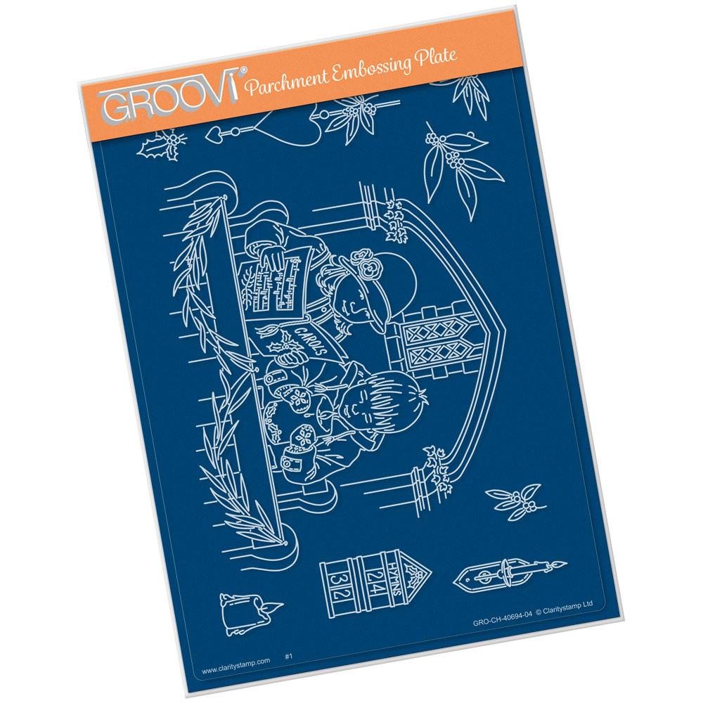Clarity Stamps Groovi Parchment Embossing A5 Plate Jayne's Carol Singers