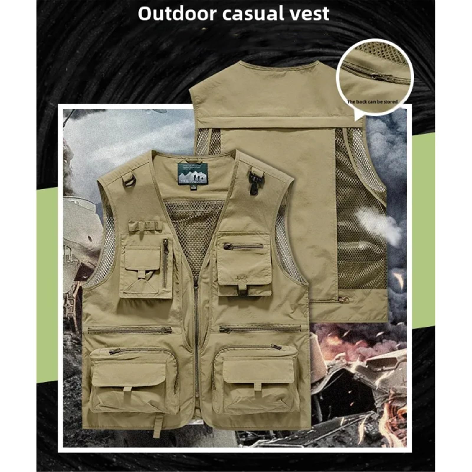 CLSQLXYJZC Gilet Multitasche In Rete Traspirante Da Uomo, Gilet Multitasche In Rete Traspirante Per Esterni Lavoro Fotografia Viaggi Escursionismo, Senza Maniche Con Scollo V Lavoro Campeggio