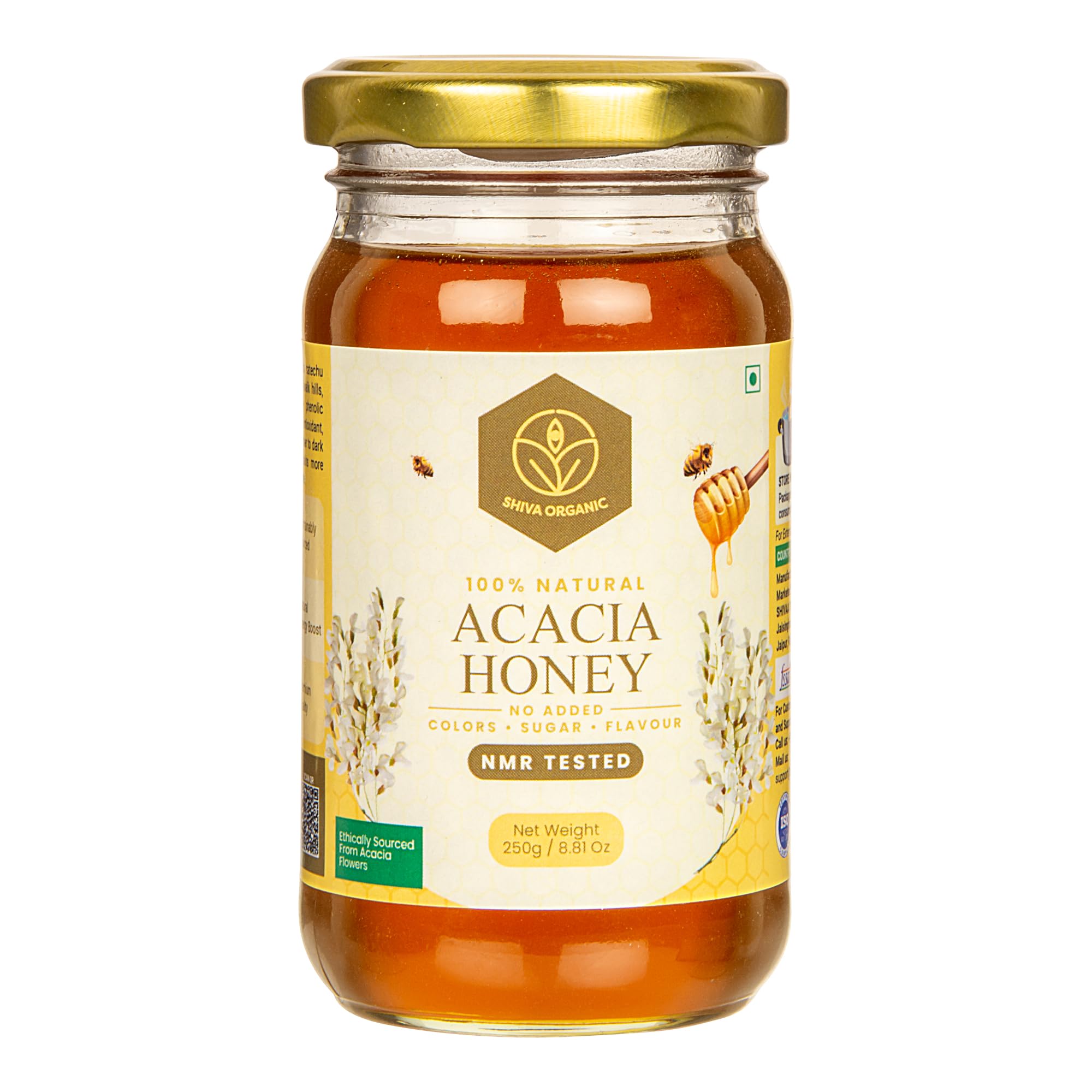 Shiva Organic Raw Acacia Honey 250g | 100% Pure NMR Tested | Raw and Unprocessed