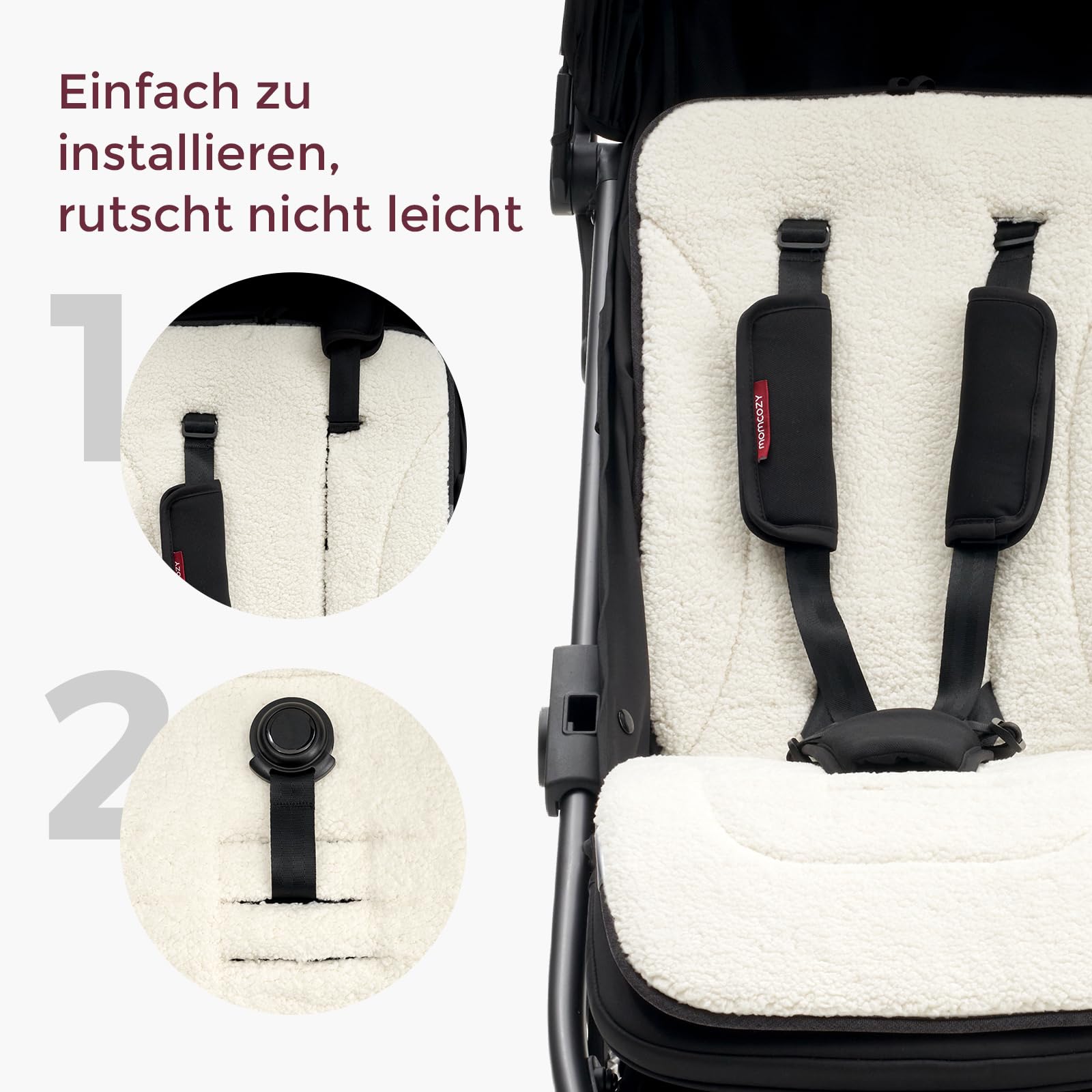Momcozy Wendbares Sitzauflage Kinderwagen | Universelle, atmungsaktive Sitzauflage | Winterwarme kinderwagen zubehör | Kissenauflage für Wiege/Tragewagen | Plüsch für den Winter & weicher Stoff