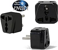 Vista 3 de Adaptador de enchufe de viaje de EE. UU. a India para EE. UU./Universal a Asia tipo E (C/F), enchufes de CA M y D, paquete de 3