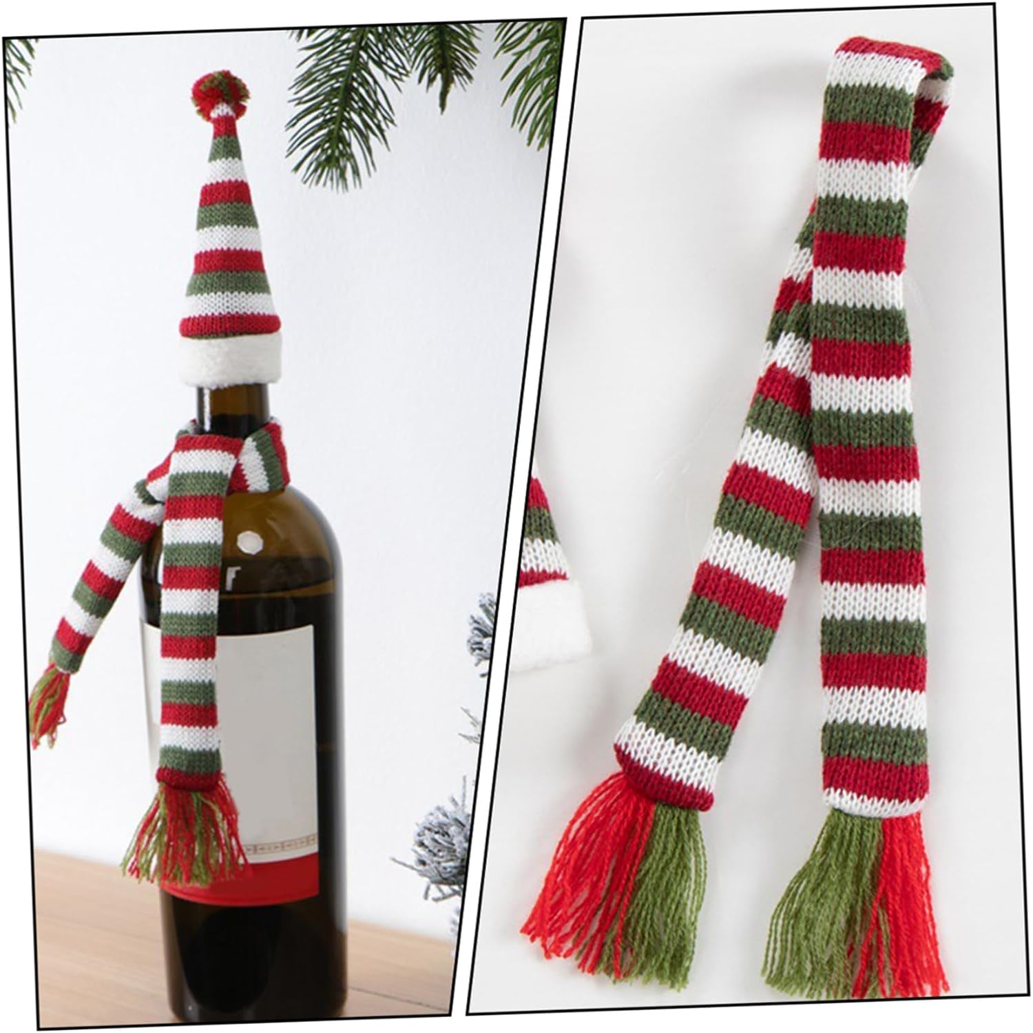 Xmas Wine Bottle Hat Scarf Decorative Cover 3 Sets Non-woven