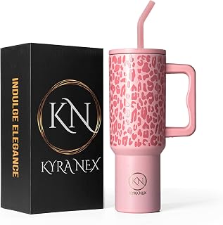 Kyra Nex 1200ML Stainless Steel Tumbler with Handle & Lid, 2 Straws – Large Travel Mug Water Cup for Gym, Office & Outdoor... Price In India