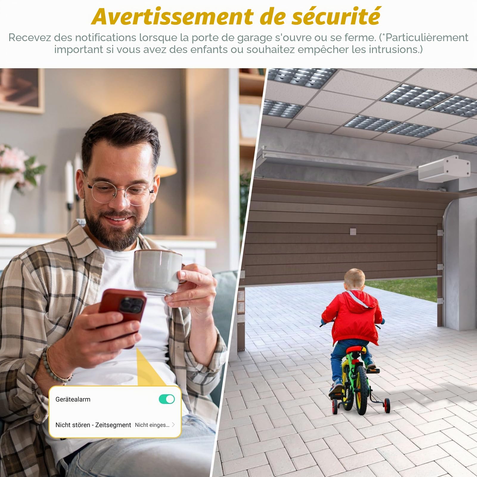 Ouvre-porte de garage intelligent Zigbee, SOARFLY ouvre portail connecté avec application Tuya & Smart Life, module pour ouverture de portail, compatible avec Alexa & Google Assistant, hub non inclus