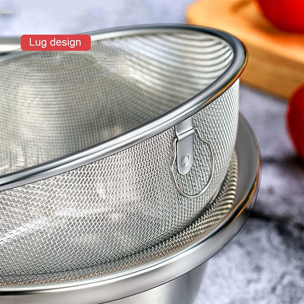 Colador De Acero Inoxidable De Malla Fina, Verduras De Frutas Cesta De Almacenamiento De Drenaje, 18 Cm / 20cm / 22 Cm / 33cm Canasta De Drenaje De Cocina Arroz Lavar El Colador (Color : 24cm Set (me