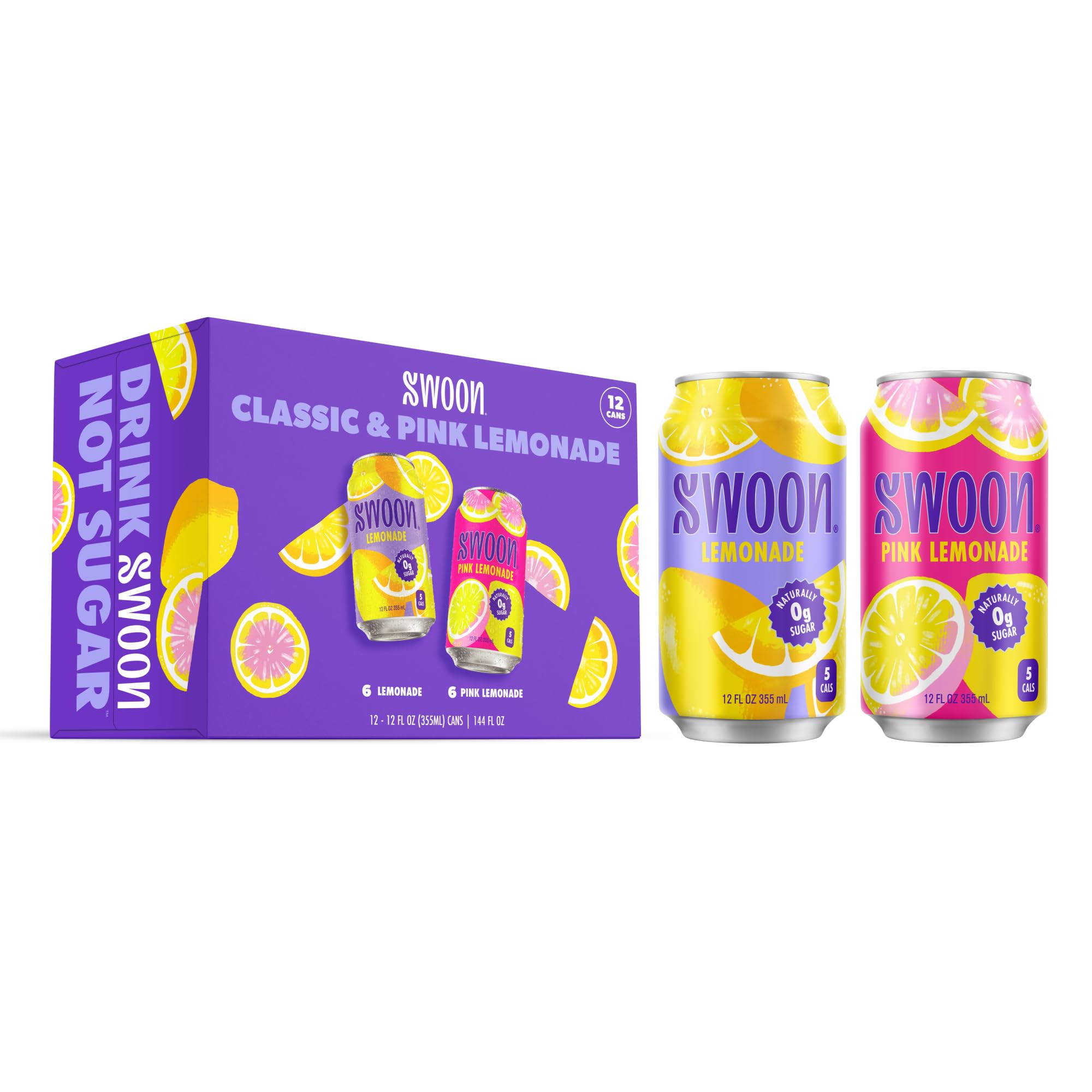 Swoon Sugar Free Classic & Pink Lemonade - Low Carb, Low-Calorie, Paleo-friendly & Gluten-free Keto drink - Made with 100% Natural Lemon Juice