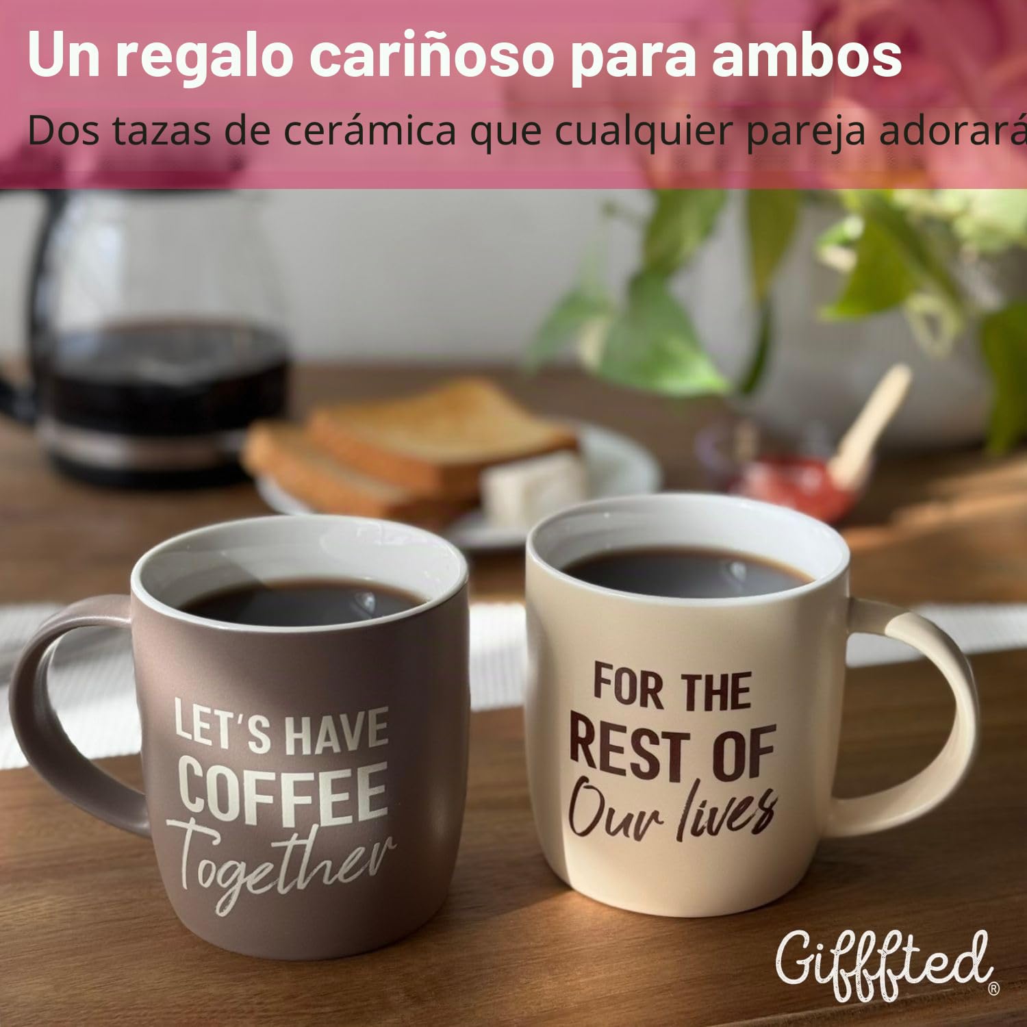 Triple Gifffted Taza de cerámica Let's Have Coffee Together para parejas, 380 ml | Taza de compromiso de boda para parejas, novios, recién casados, él y ella, Mr & Mrs, aniversario, Navidad, San Valentín