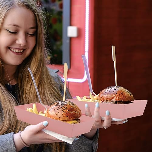 Vista 19 de Lainrrew 50 juegos de cajas de rollo para pasteles, contenedores de plástico de rollo suizo, caja de papel para sándwich con tapas transparentes