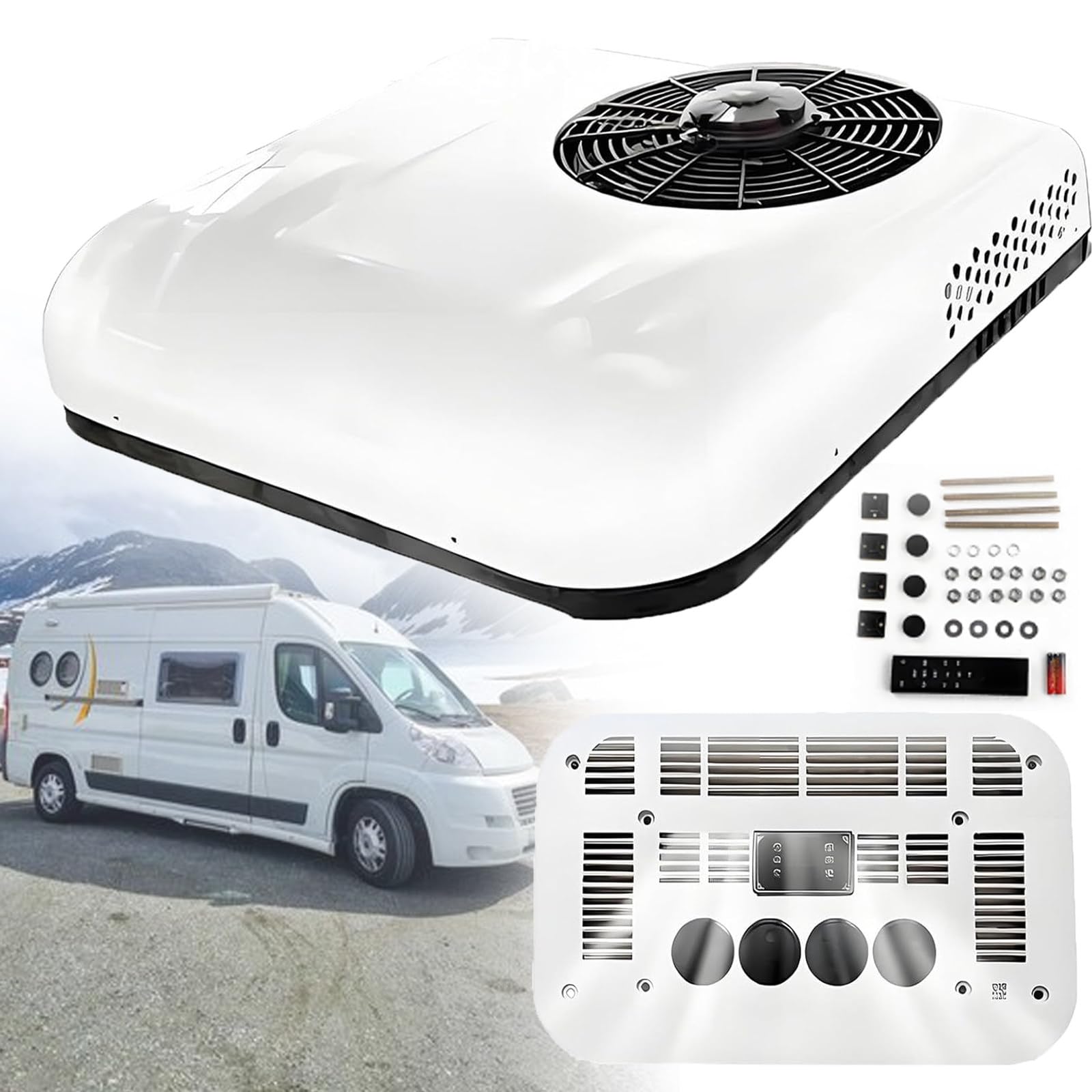 Atwynd RV Rooftop Air Conditioner, 12V/24V Camper Air Conditioner, Vehicle DC AC Unit, Brushless Compressor, Ultra-Quiet for Truck, Campervan, Caravan, Trailers and Motorhomes 24V