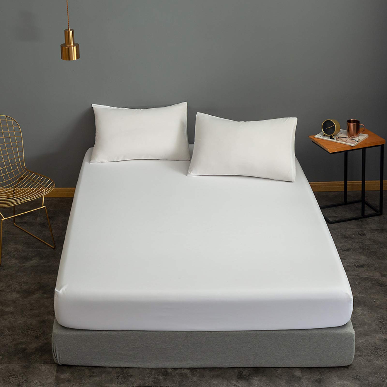 haiba Super King Size Fitted Sheet, 100% Pure Cotton Fitted Sheet with Extra Deep Design, Super King Size - White