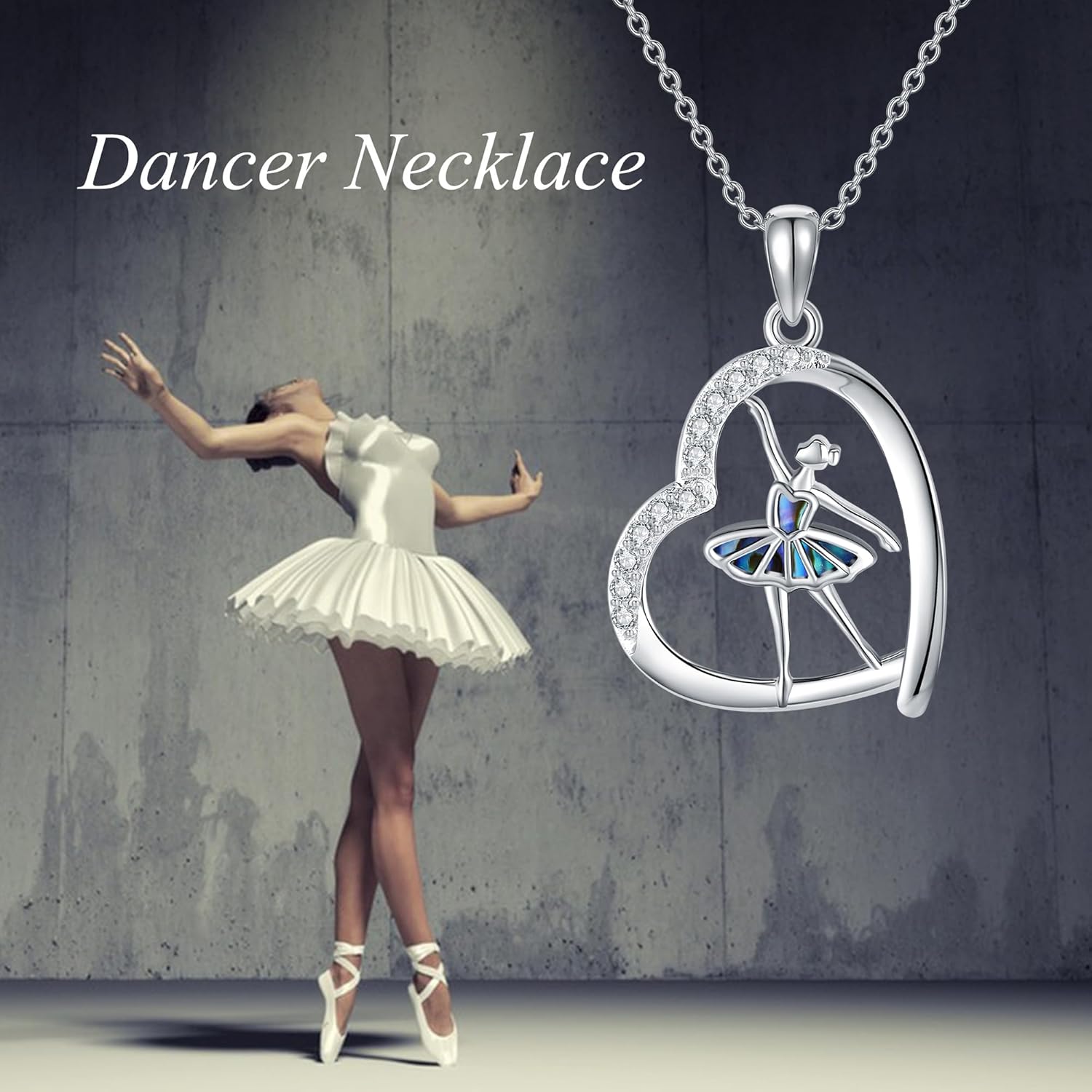 Ballerina Necklace 925 Sterling Silver Heart Ballet Dance Lovers Dancer Pendant Ballerina Jewelry Gift For Women - Image 6