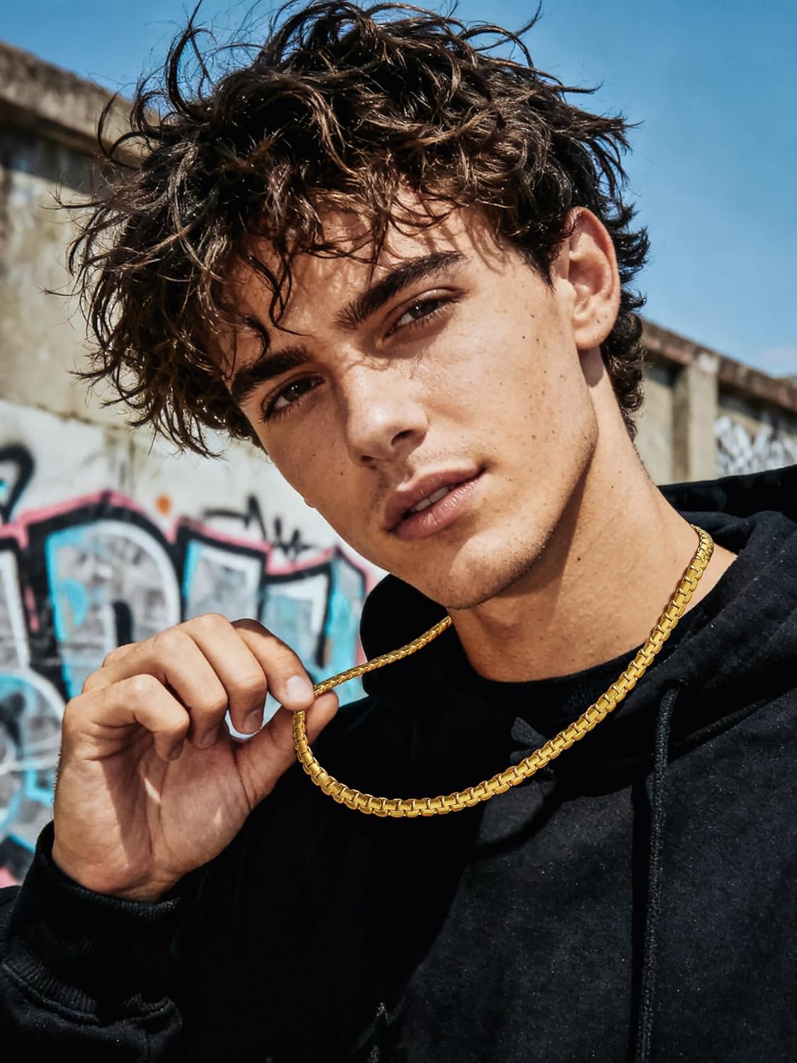 Bestyle 18K Gold Plated/Silver/Black Chain for Men, Hypoallergenic 2/4/6/8mm Stainless Steel Flat Link Chain Necklace for Men & Women Hip Hop Jewelry, 14-30" - Image 2